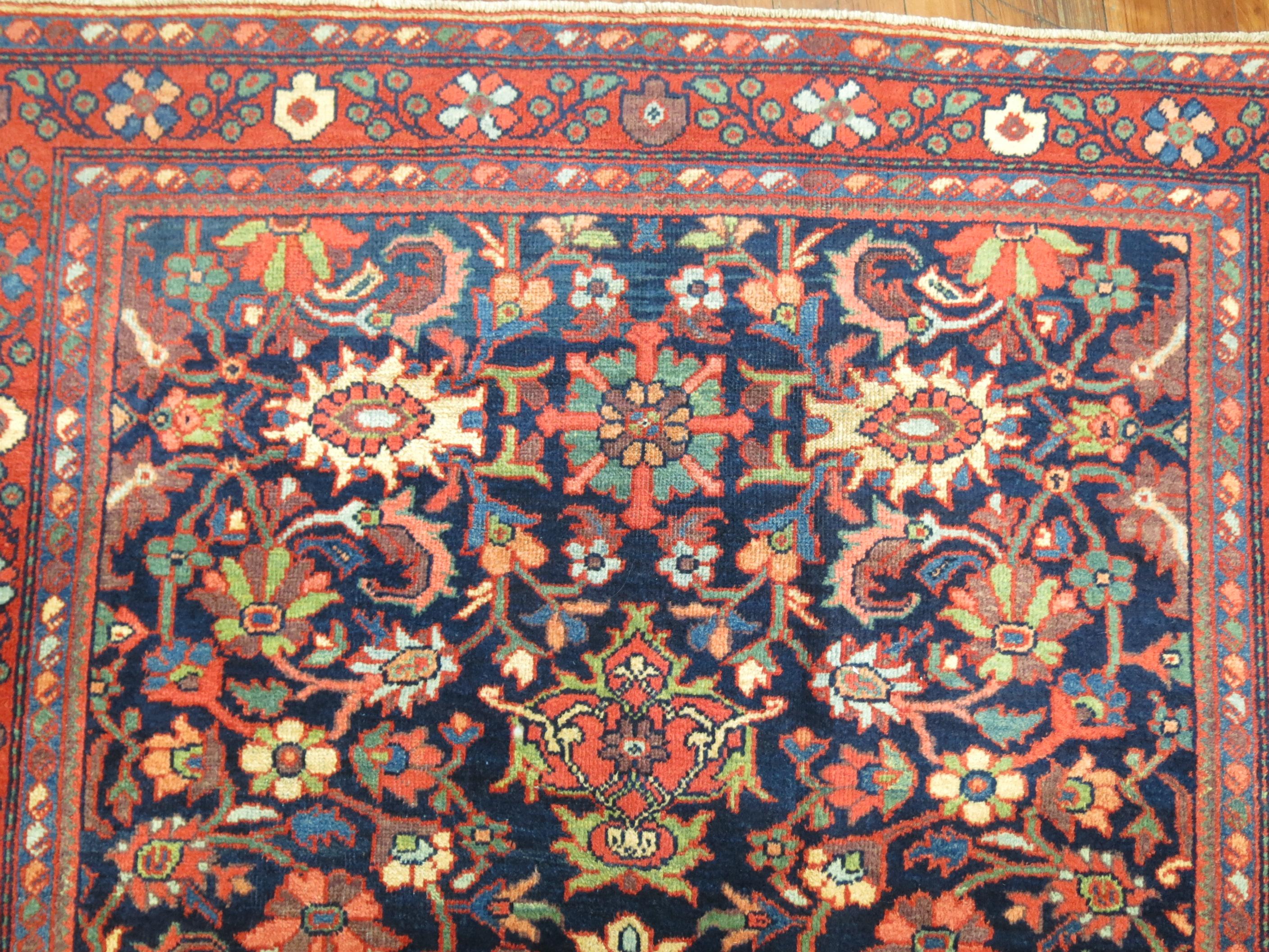 Blue Antique Persian Mahal Carpet In Excellent Condition In New York, NY