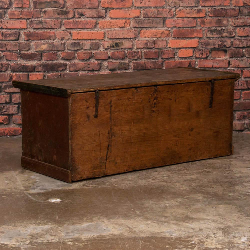 19th Century Antique Flat Top Trunk With Original Paint from Hungary
