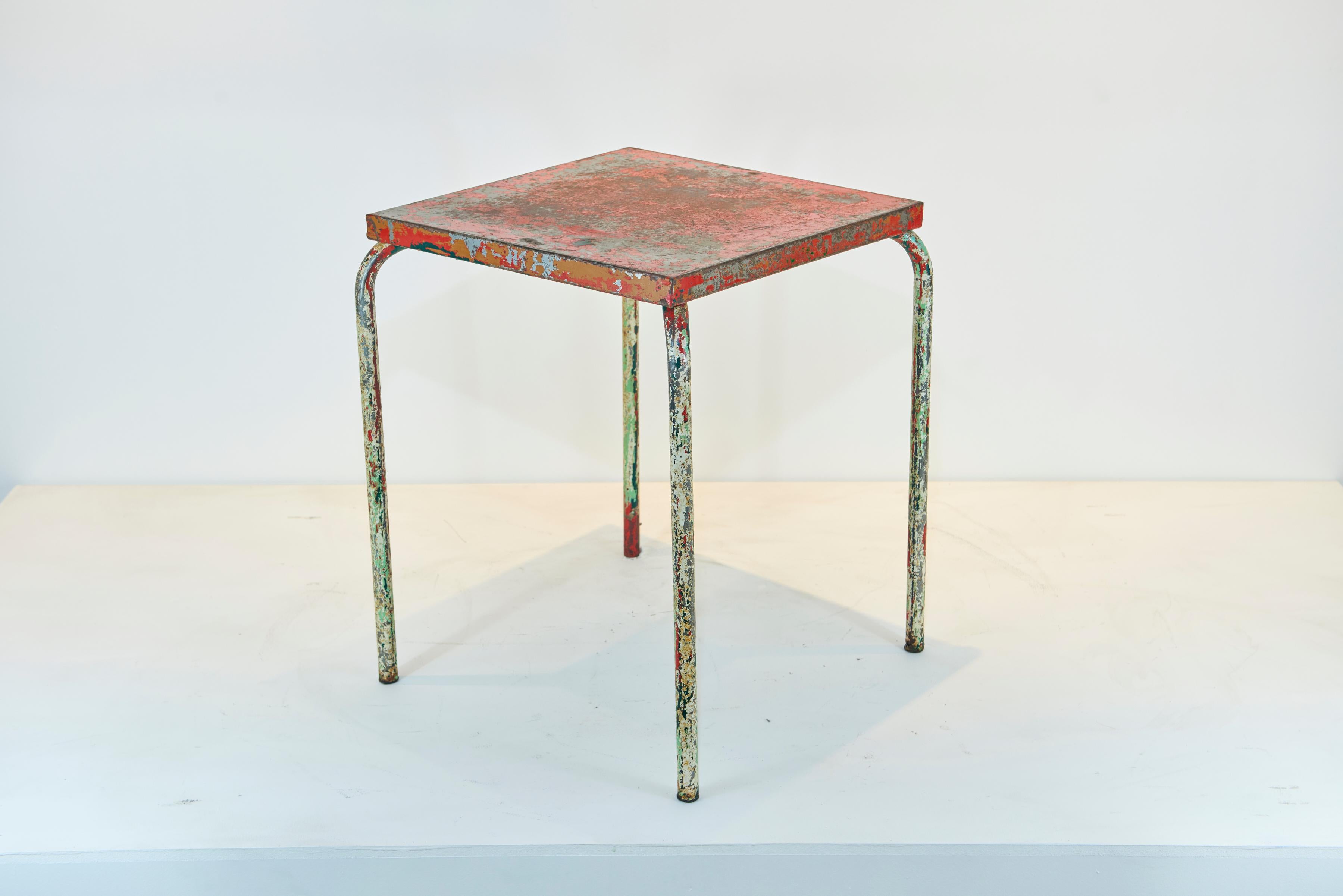 20th Century Jean Prouvé Distressed Cafe Table For Sale