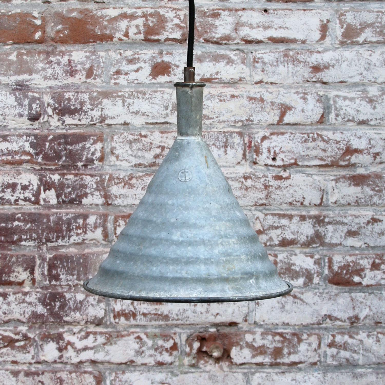 20th Century Gray Metal Vintage Industrial Pendant Lamps