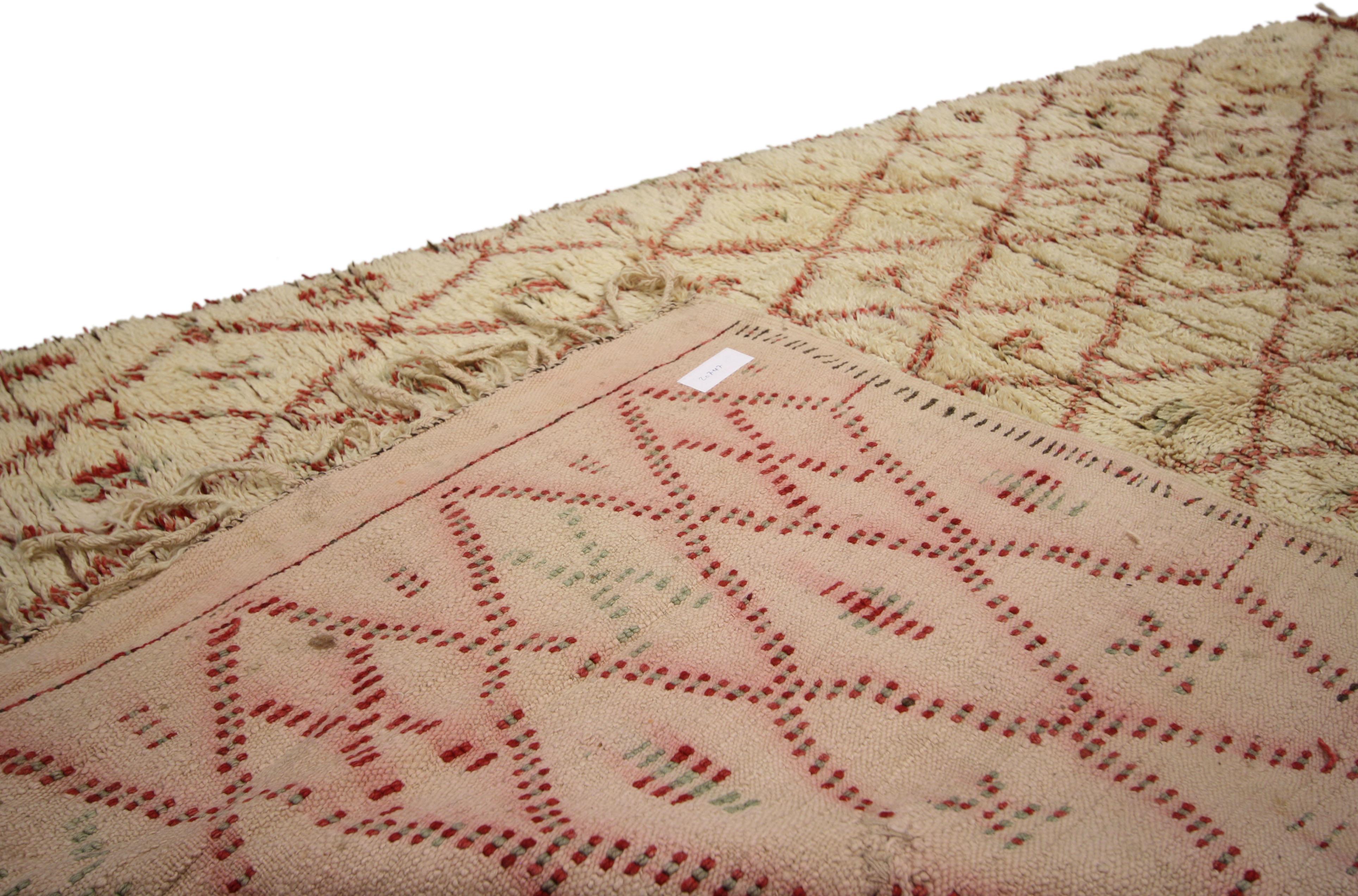 Alfombra Bereber Marroquí Azilal Vintage de Estilo Tribal, Alfombra Bereber Marroquí siglo XX en venta