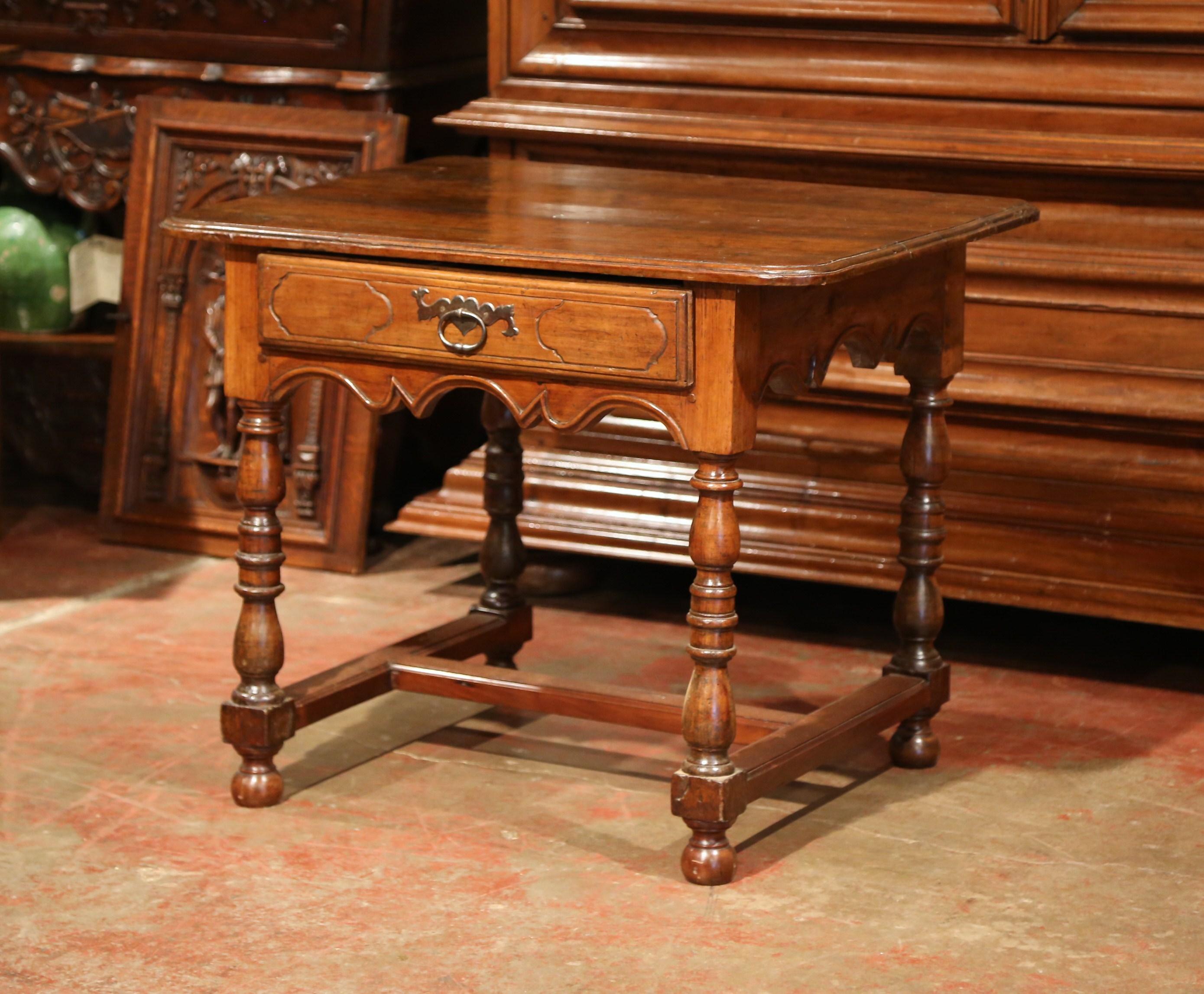 Mid-18th Century, French, Louis XIII Carved Walnut Table Desk with Center Drawer 1