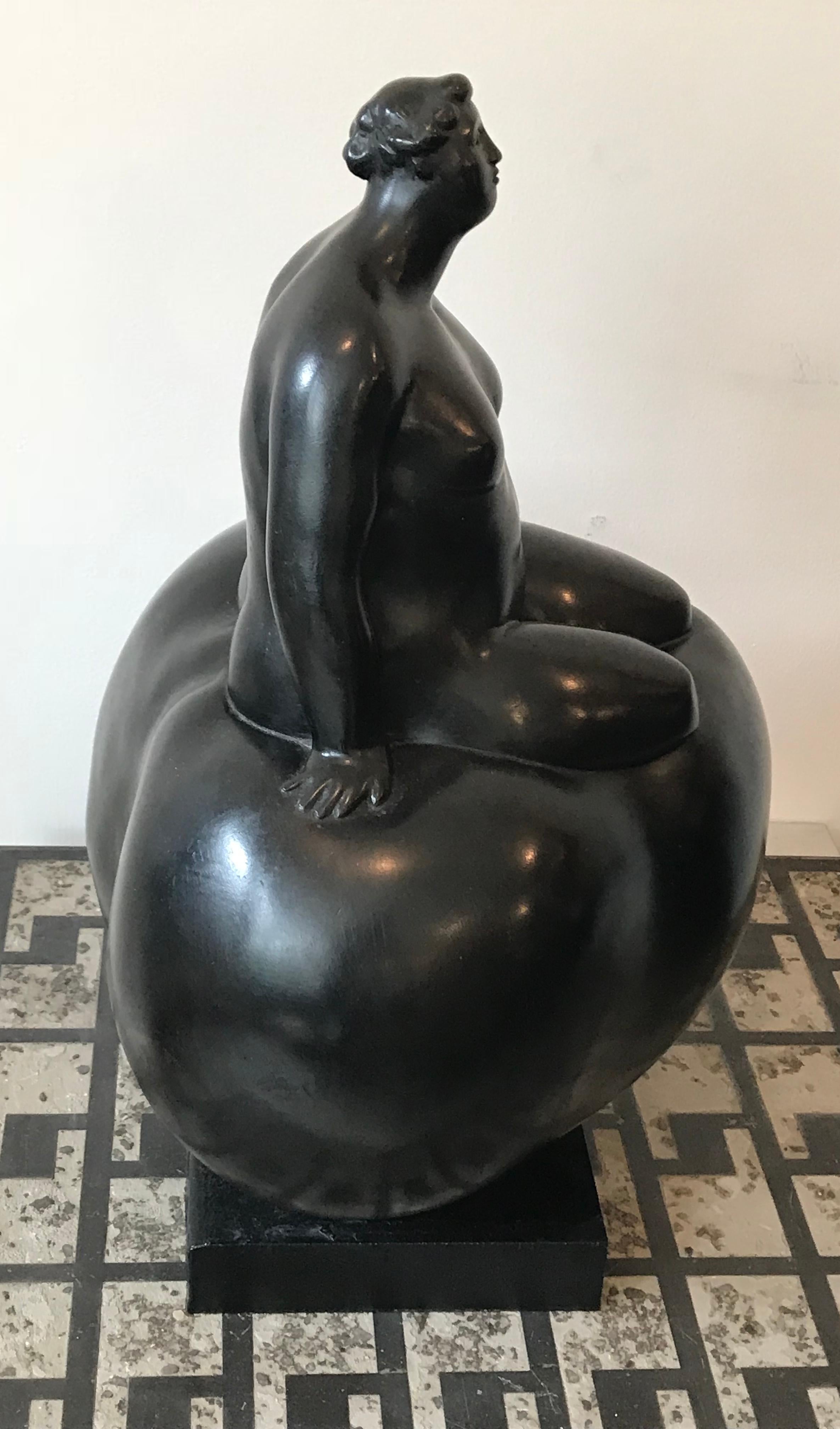 20th Century Brutalist Blackened Bronze Female Sculpture Titled 