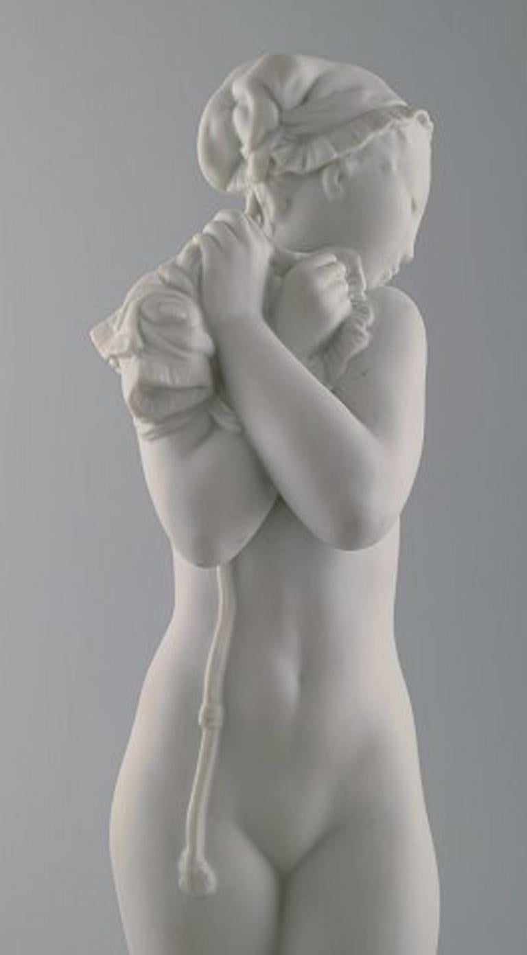 Early 20th Century Gerhard Henning for Royal Copenhagen, 'Girl Bathing', Porcelain and Biscuit For Sale