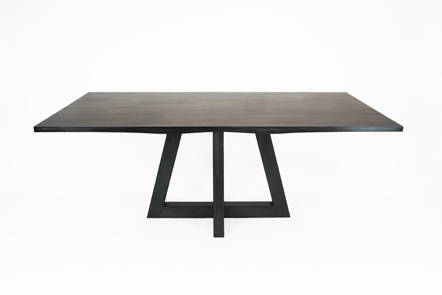 Brass Contemporary Ebonized Dining Table in Carved Walnut For Sale