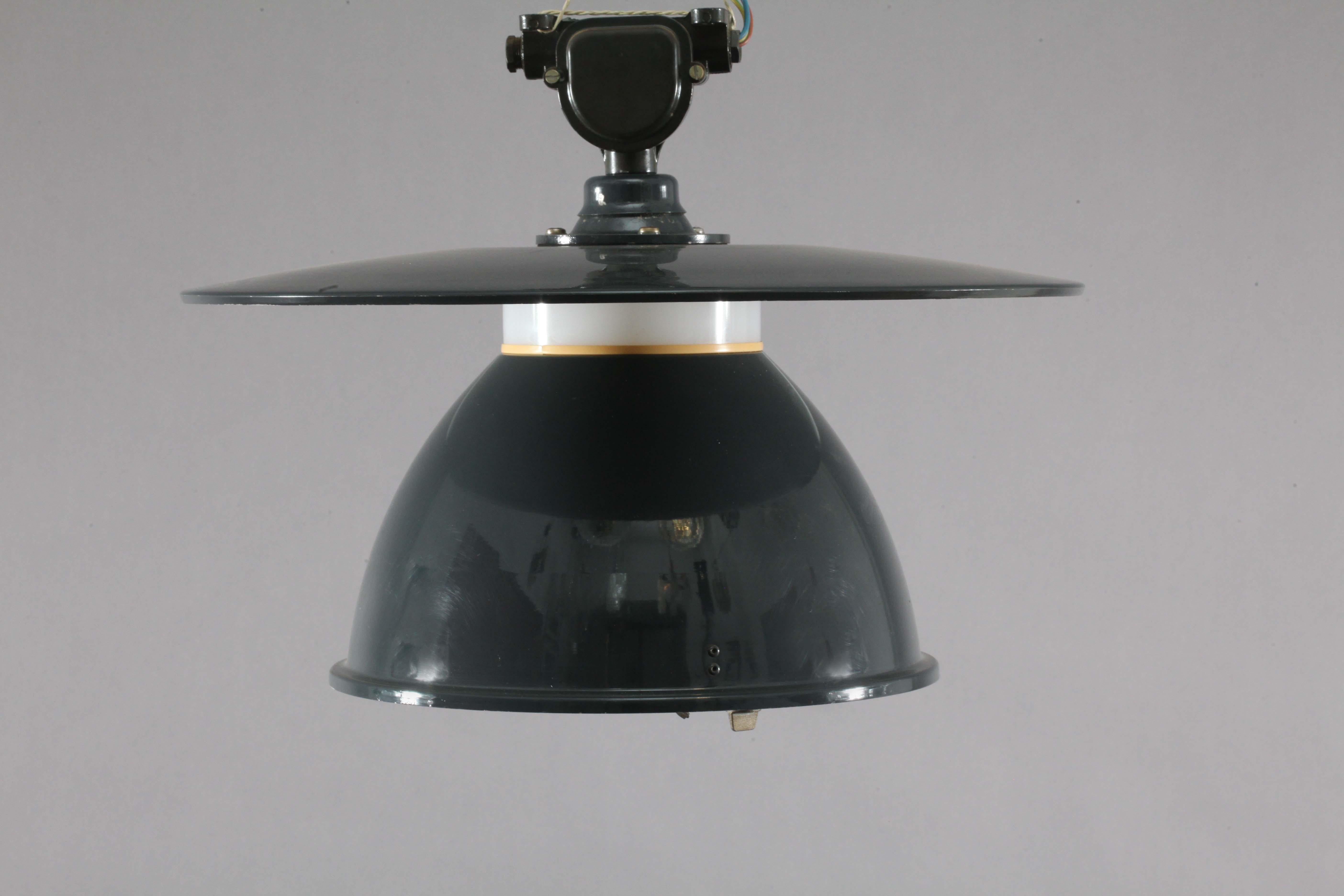 High Quality Enameled Industrial Ceiling Lamp, Germany, 1940 1