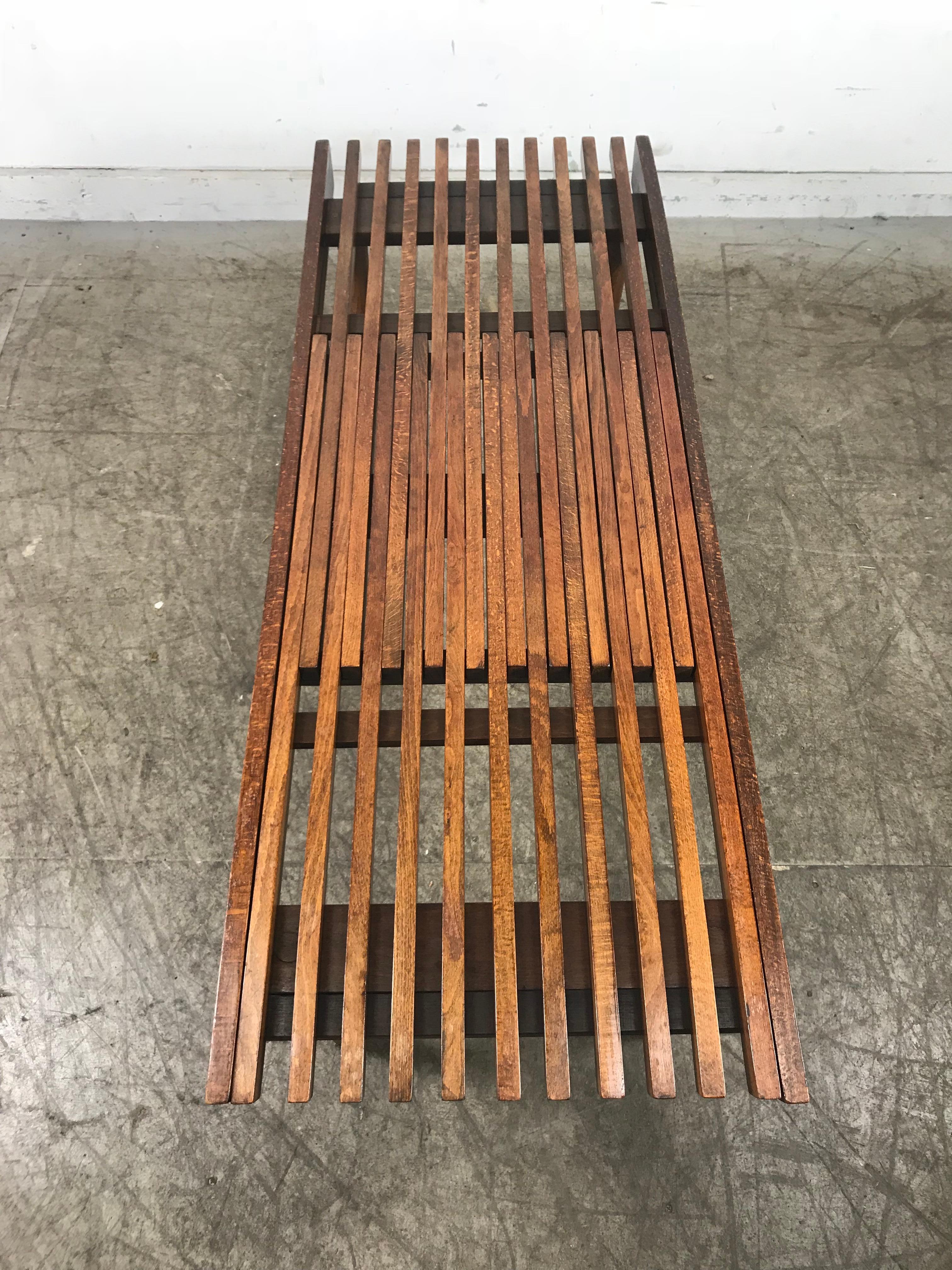 Classic Mid-Century Modern Walnut Expandable Slat Bench or Table 1