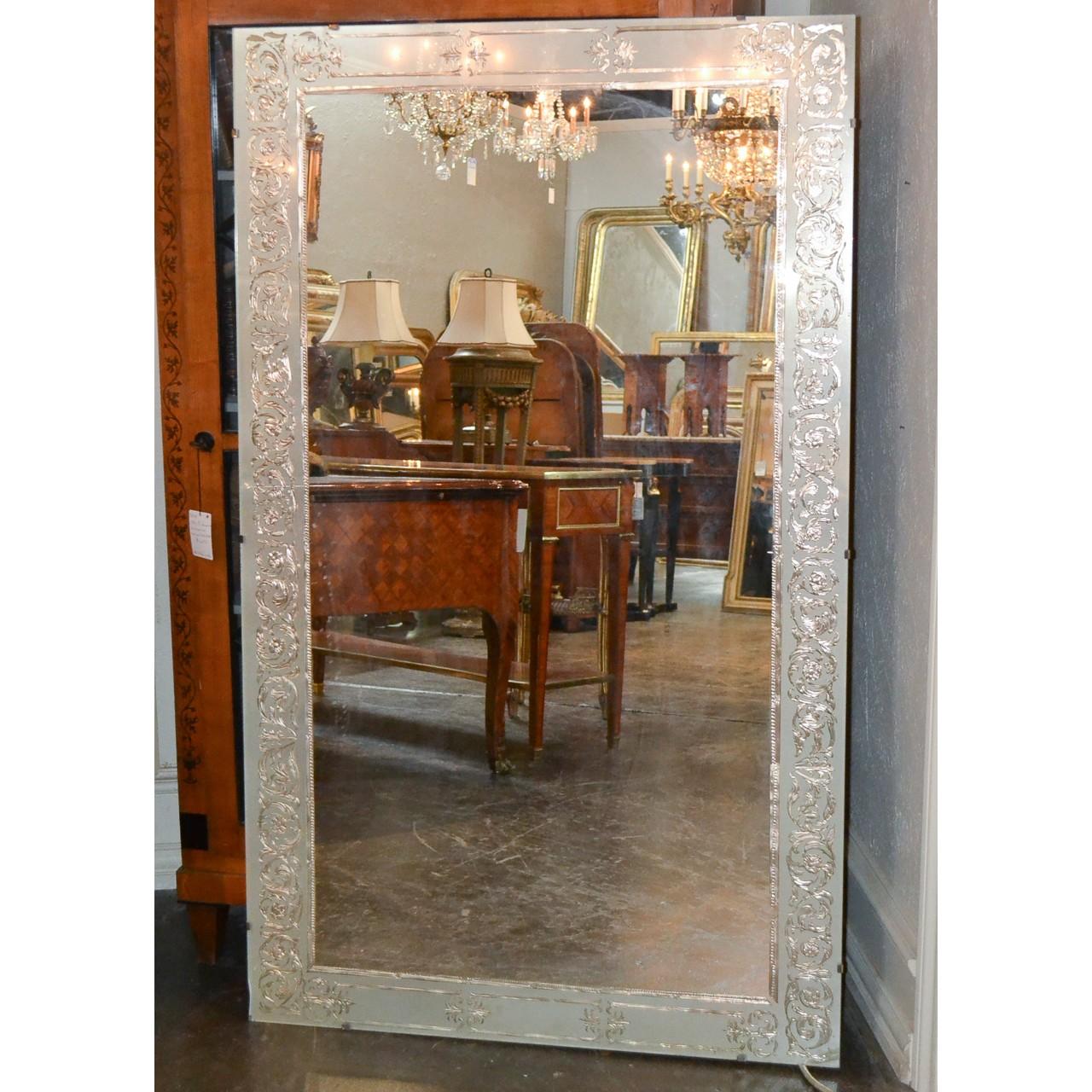 20th Century Venetian Glass Reverse Painted Mirror, circa 1940