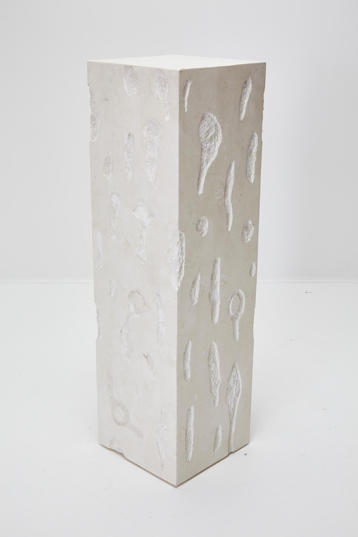 Postmodern Tessellated Stone Distressed Pedestal, 1990s In Excellent Condition In Los Angeles, CA