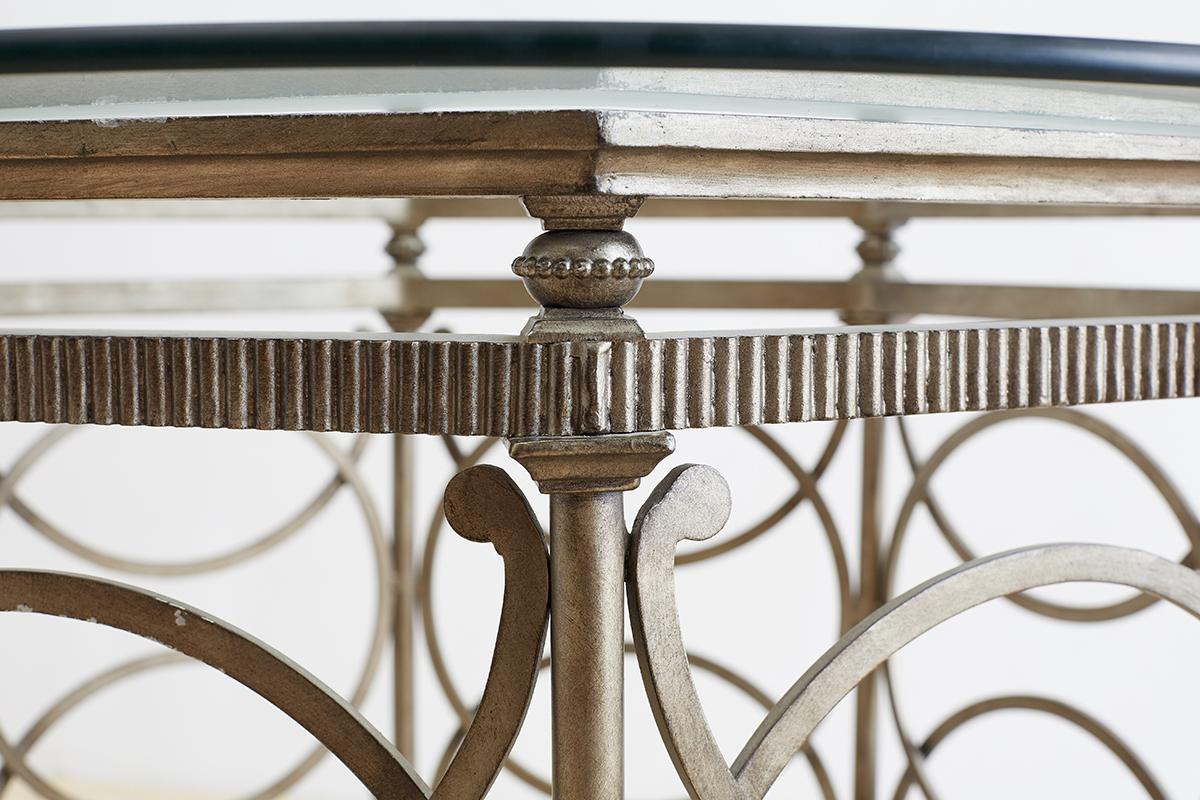 20th Century Round Neoclassical Style Silverleaf Metal Dining Table