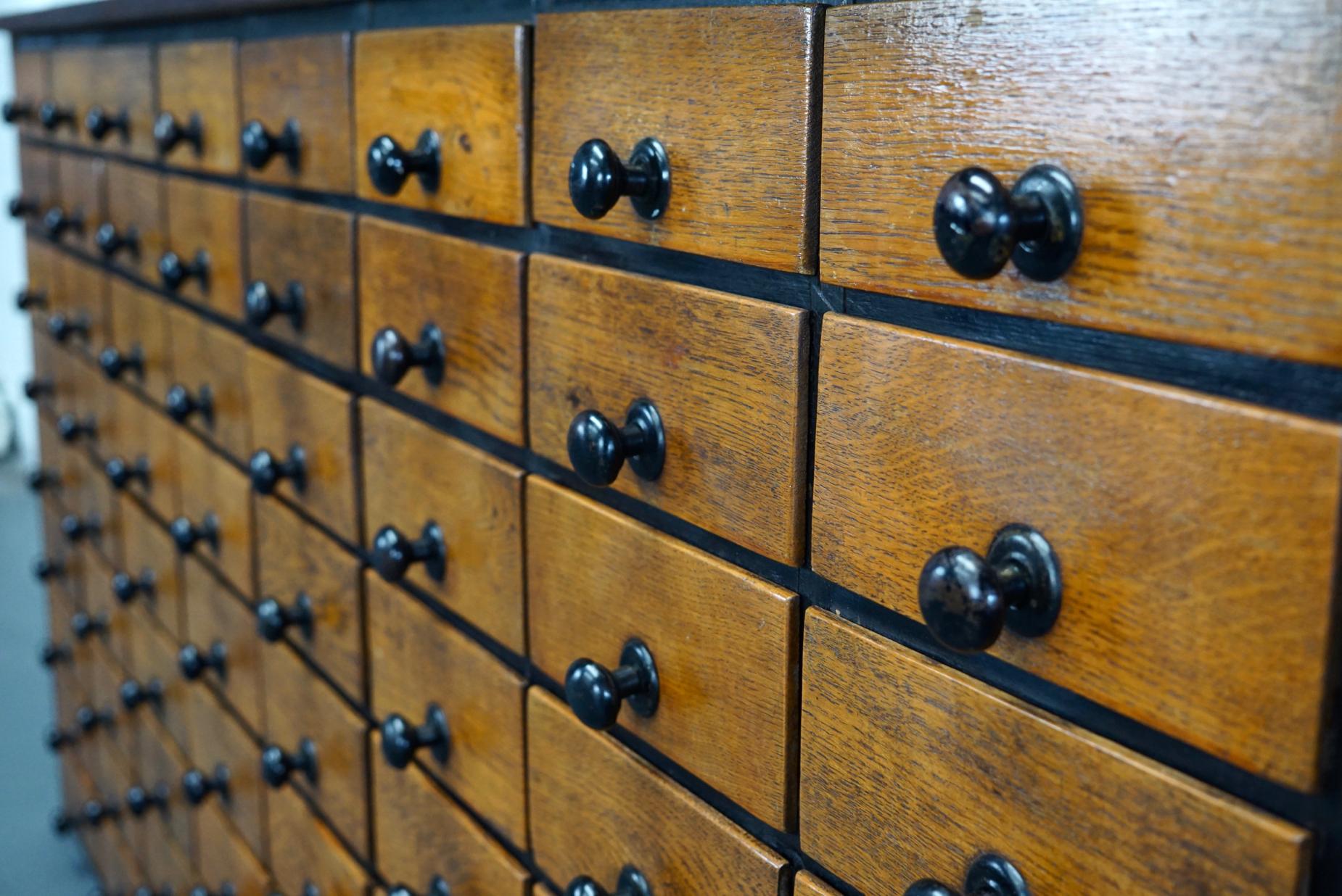 Mid-20th Century Dutch Oak Apothecary Cabinet or Bank of Drawers, 1930s