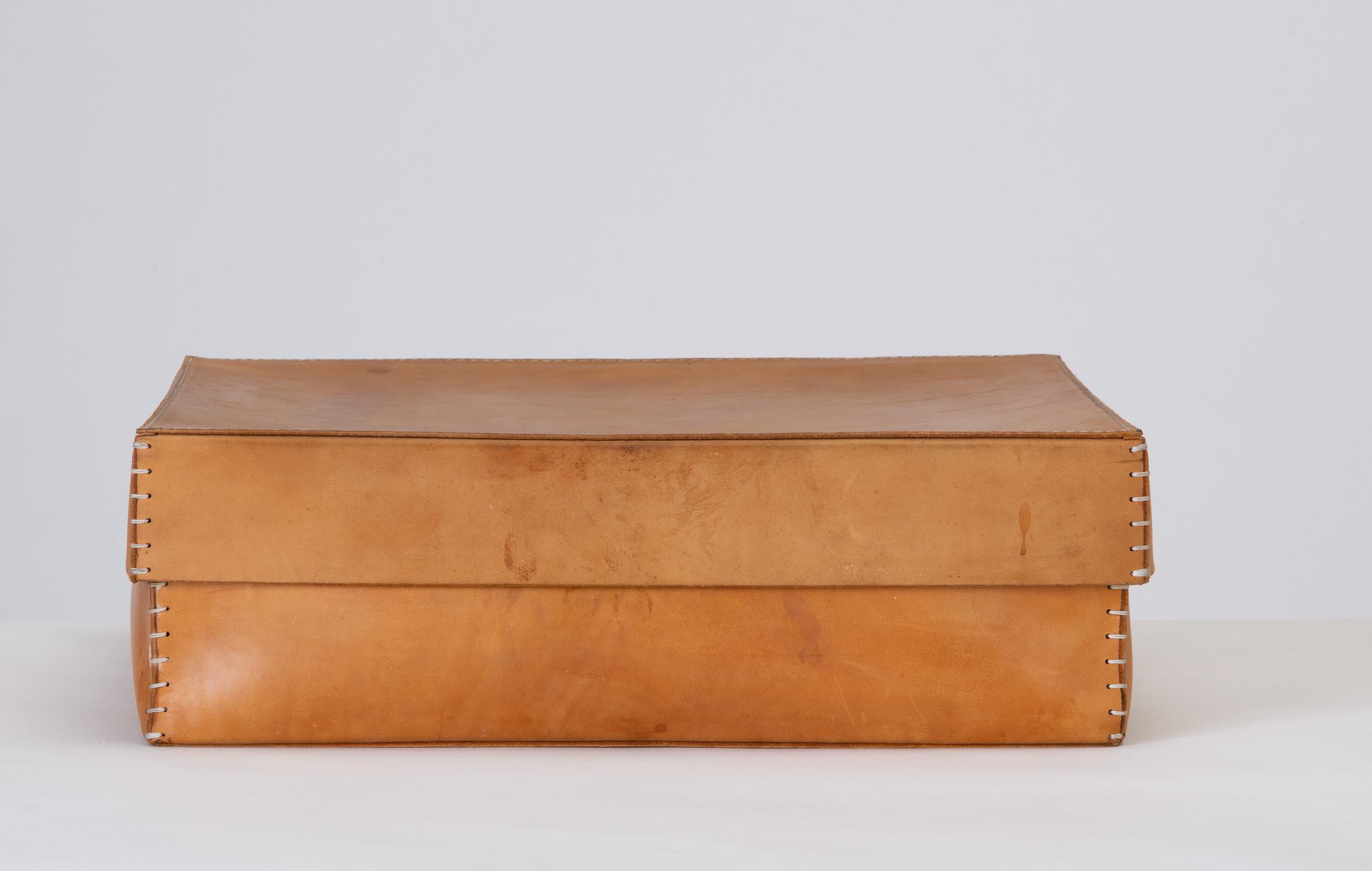 Italian Large Leather Portfolio Box by Arte & Cuoio