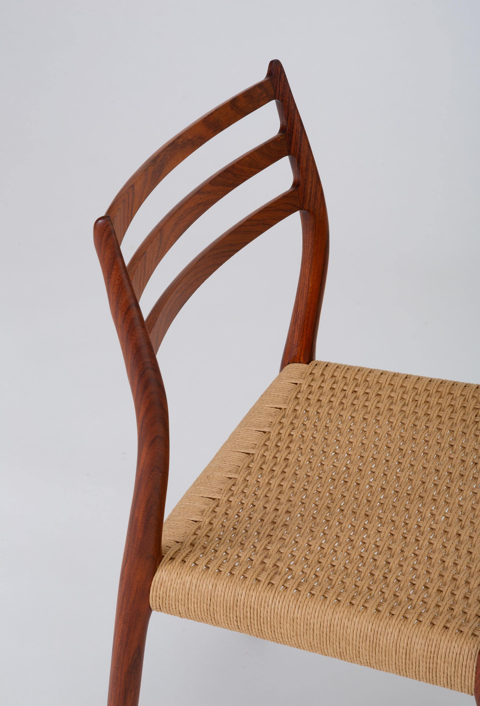 Mid-20th Century Set of Six Model 78 Rosewood Dining Chairs by N.O. Møller
