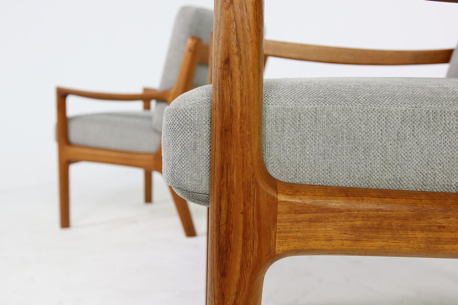 Mid-20th Century Pair of Danish Modern 1960s Teak Lounge Easy Chairs by Ole Wanscher, Denmark