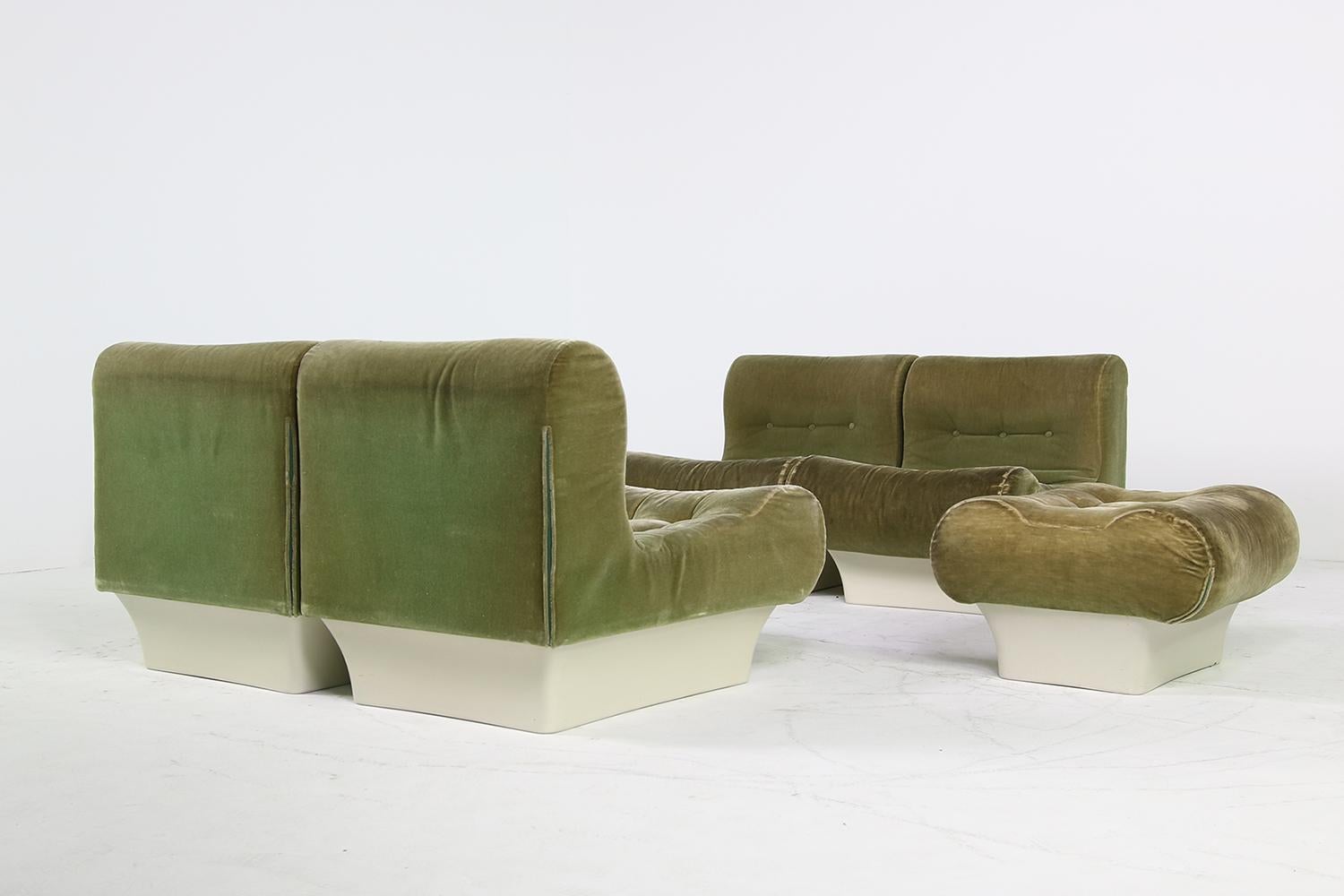 Vintage 1960s Otto Zapf Modular Sofa & Lounge Chair Living Room Set, Mohair In Good Condition In Hamminkeln, DE