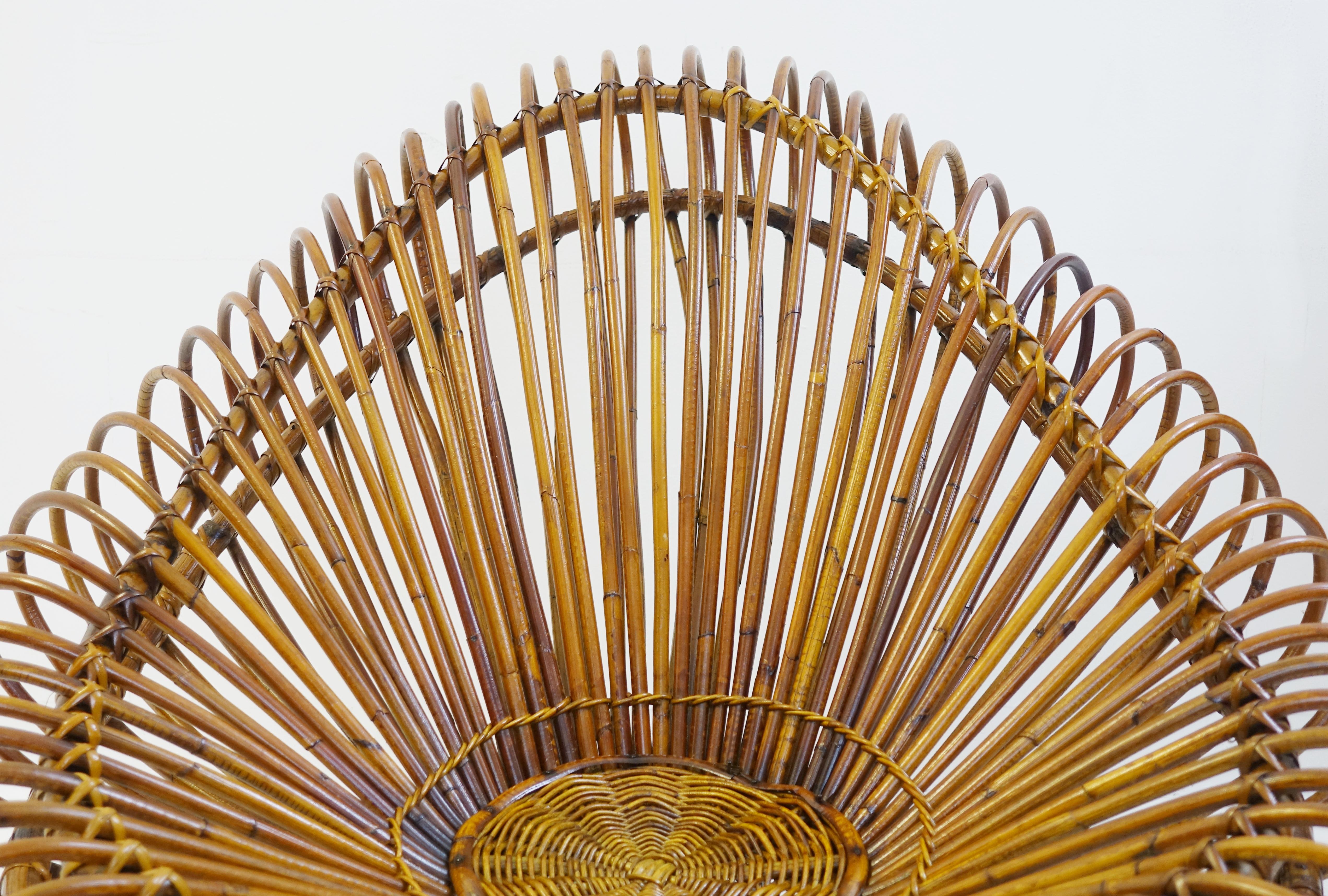 Mid-20th Century Sculptural Rattan Lounge Chair by Franco Albini