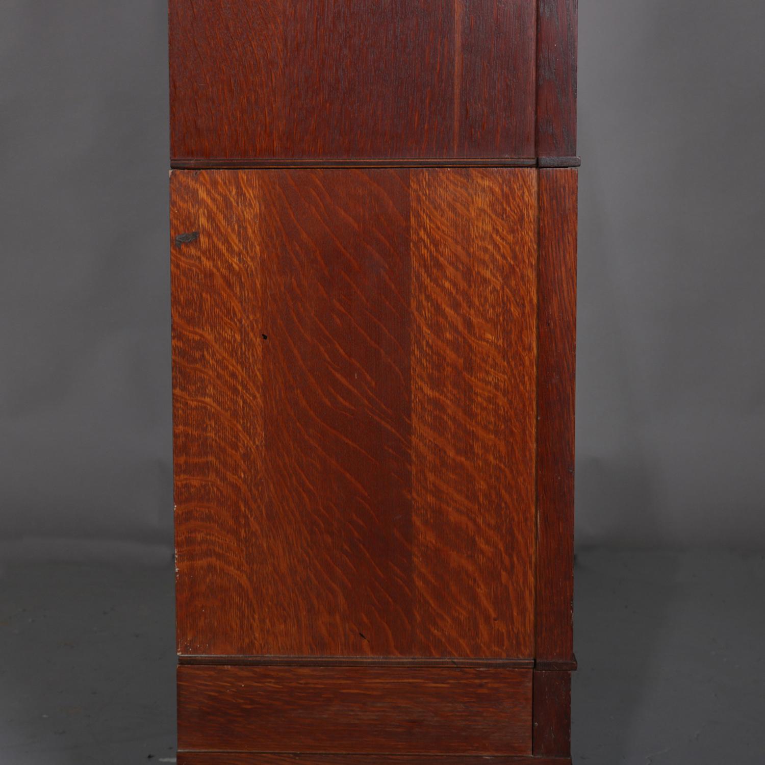 Arts and Crafts Arts & Crafts Mission Oak Three-Stack Barrister Bookcase by Macey, circa 1910