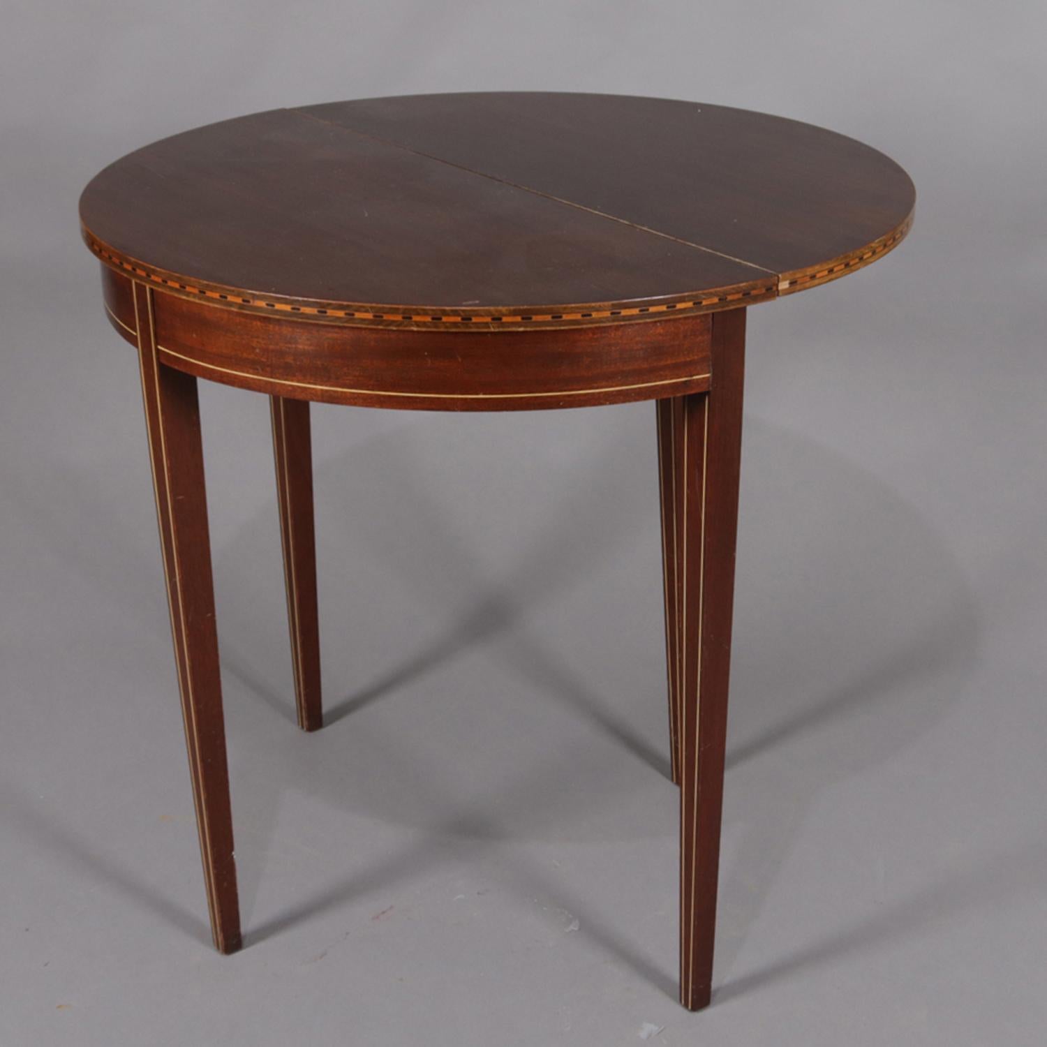 American Antique Hepplewhite Style Inlaid and Banded Mahogany Game Table by Brandt