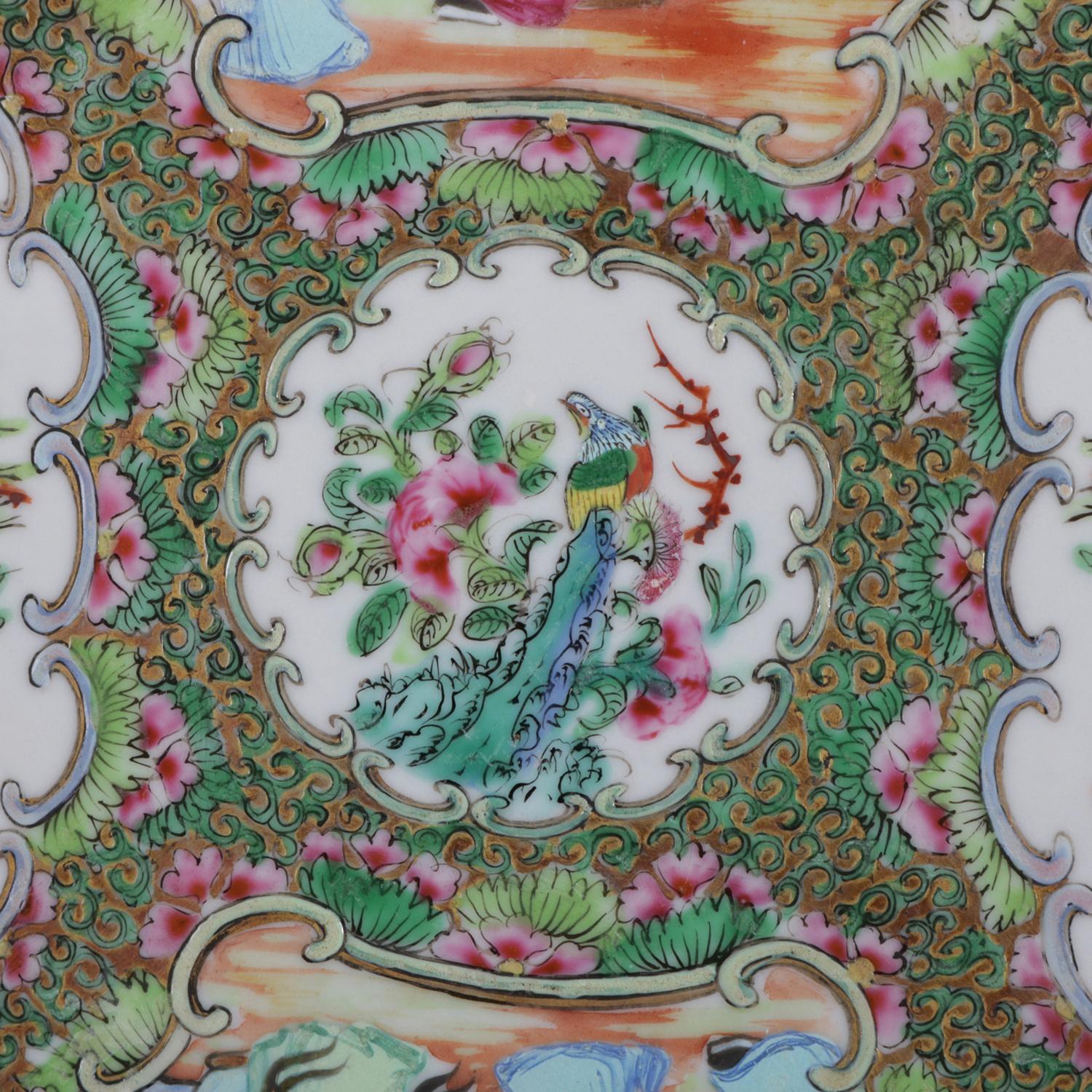 34 Piece Antique Chinese Rose Medallion Enameled Porcelain Dining Set 1