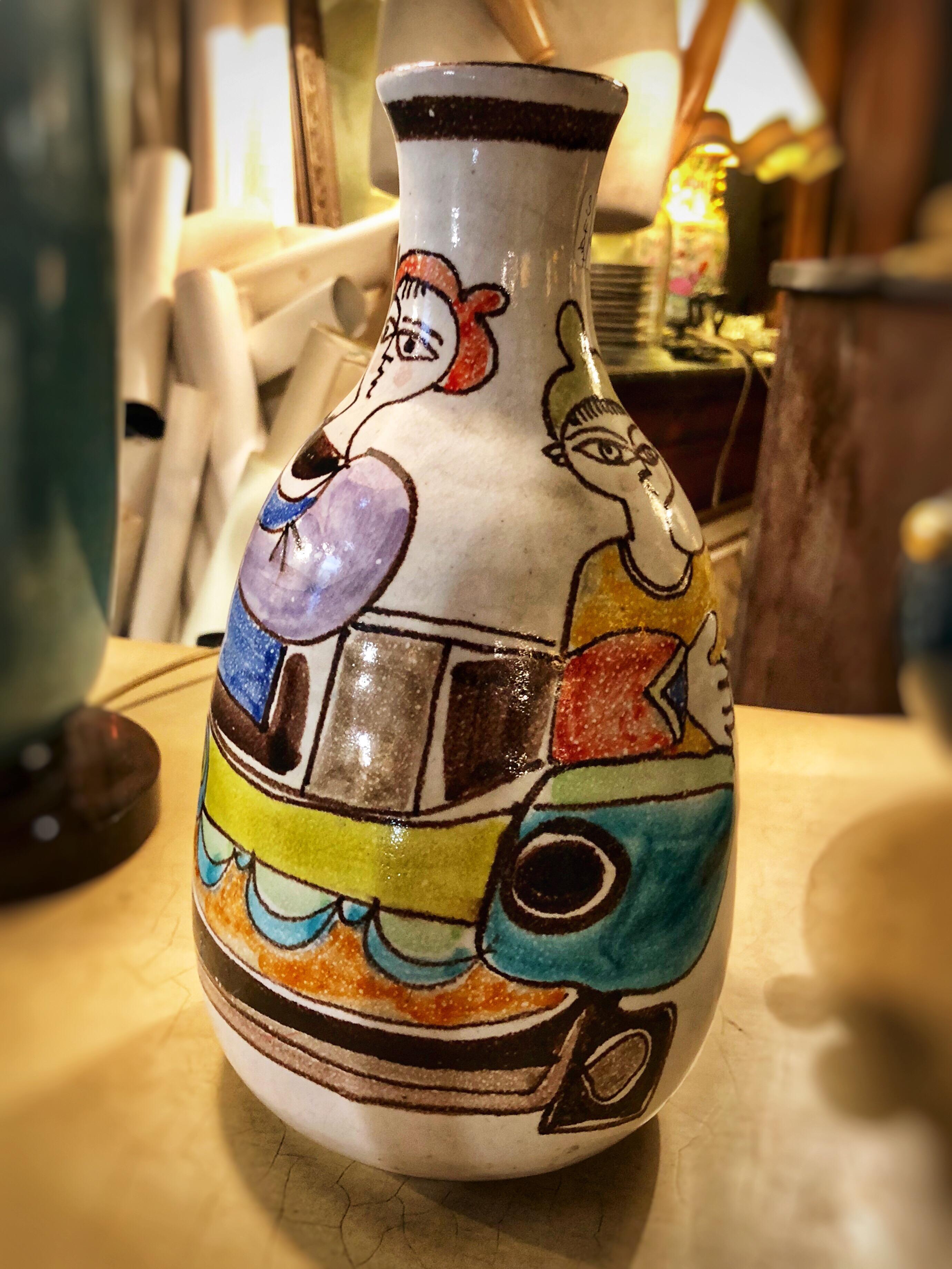 Ceramic Vase 1960s De Simone Bottle, Sicily In Good Condition In Sofia, BG
