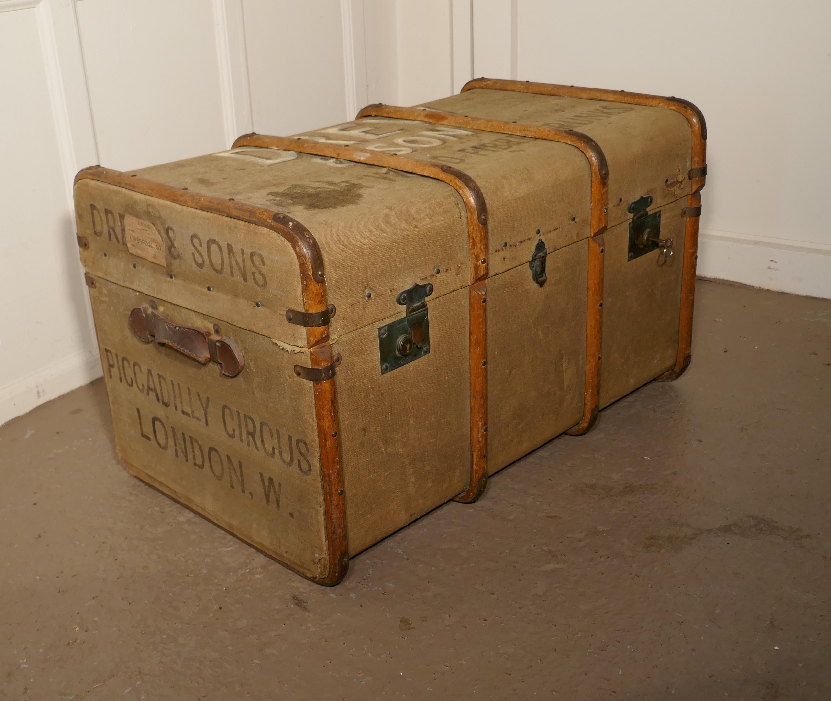 Steampunk Large Vintage Drew and Sons Canvas Steamer Trunk