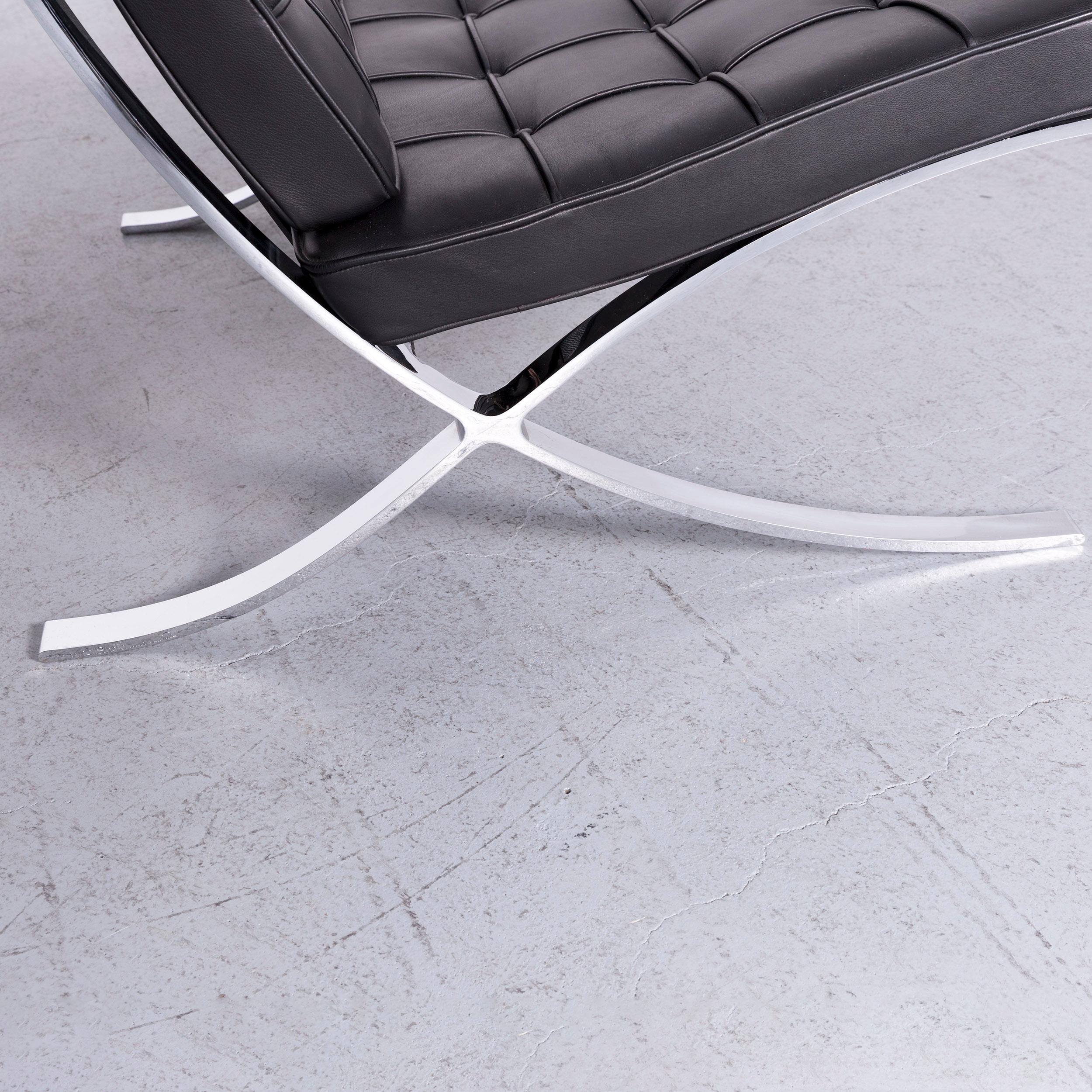 Knoll International Barcelona Chair Black Leather Ludwig Mies van der Rohe For Sale 1