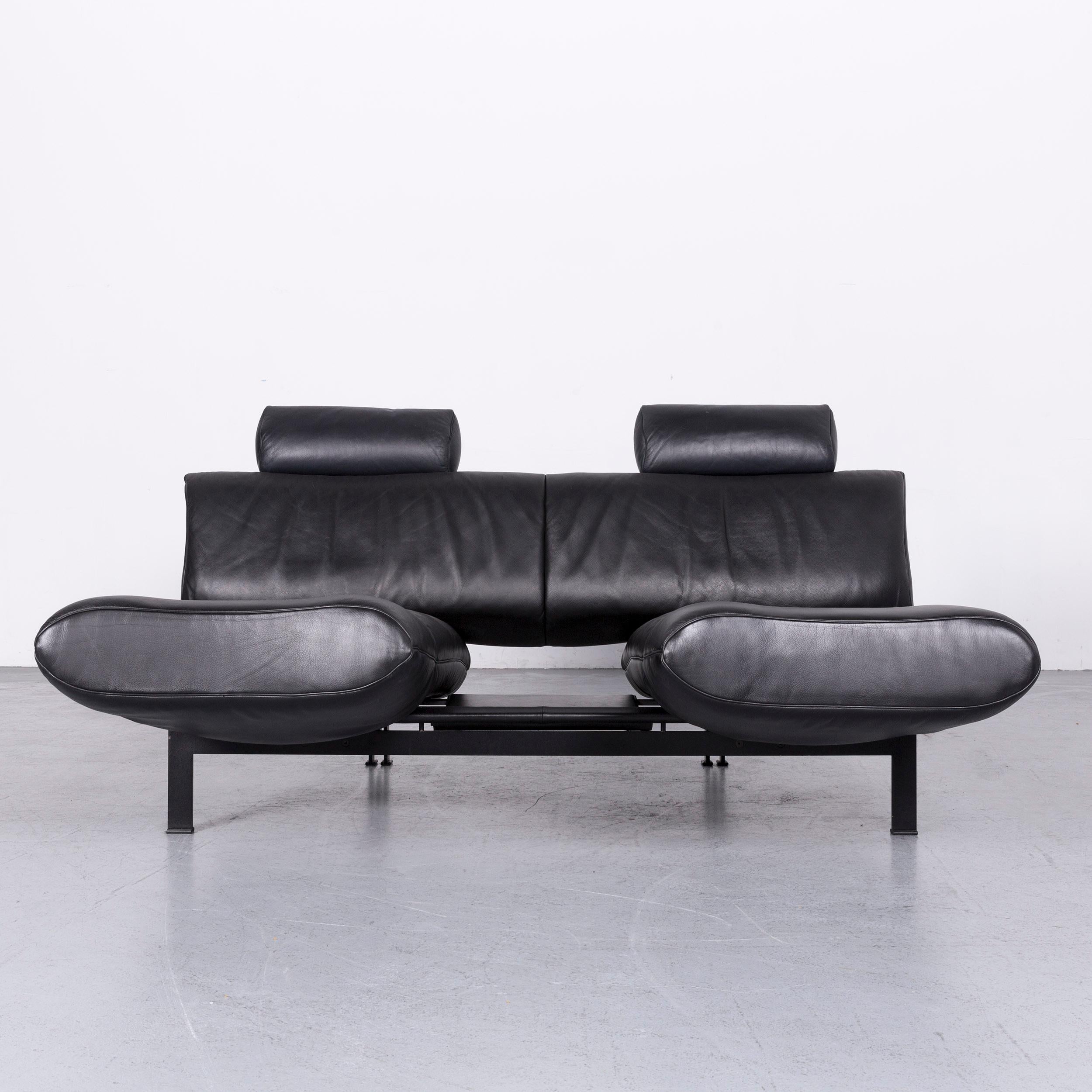 De Sede Ds 140 Designer Leather Sofa Black Three-Seat Function Modern For Sale 1