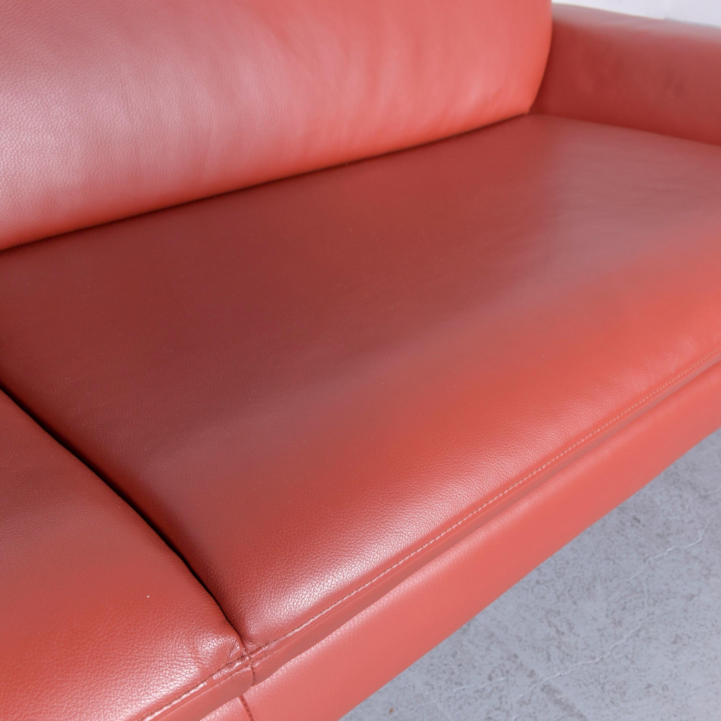 Modern Laauser Corvus Designer Sofa Corner-Sofa Footstool Set Leather Red Couch