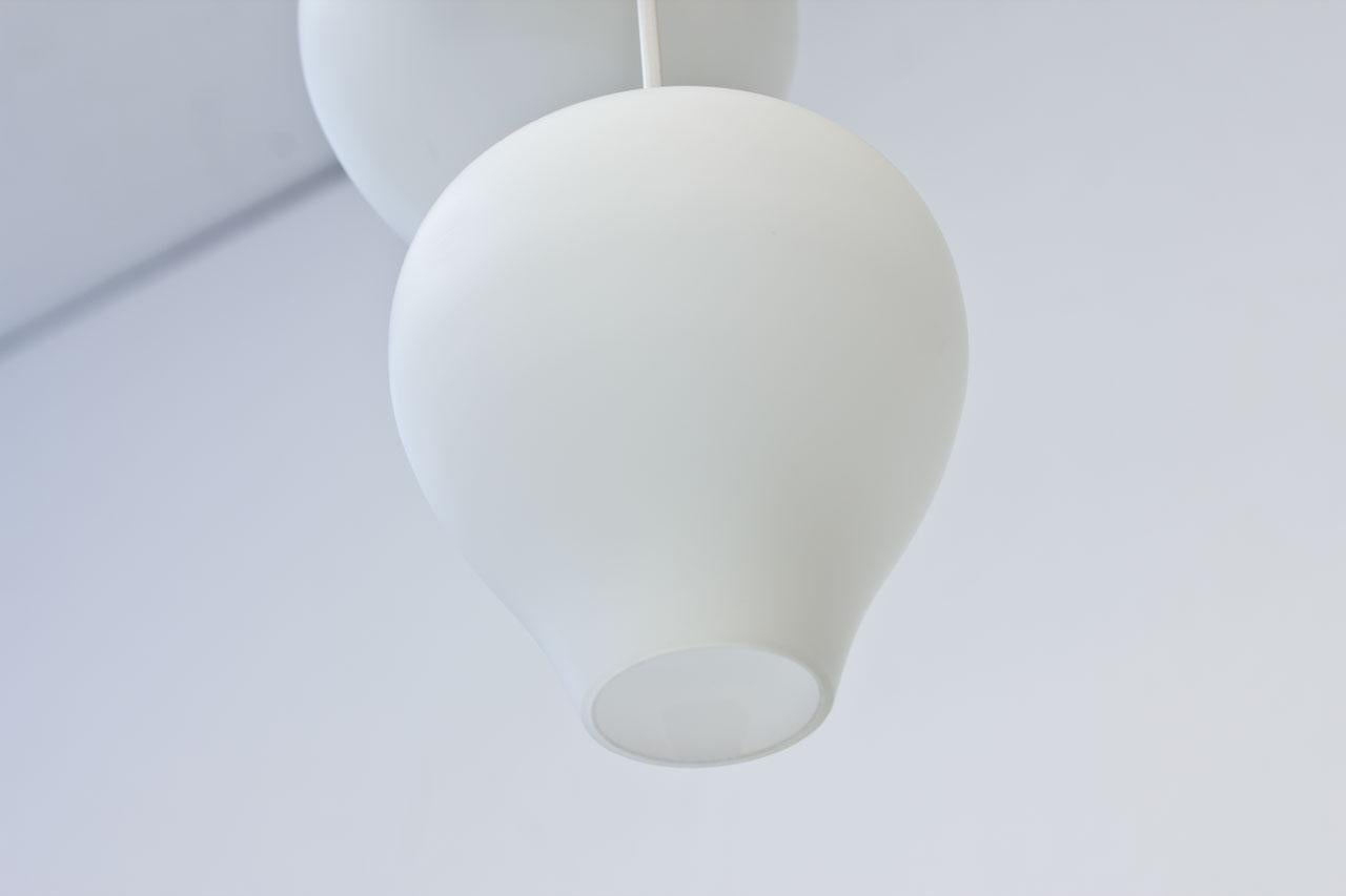 Opaline Glass Scandinavian Modern Matte Opal Glass Pendant Lamps, Sweden, Set of 4