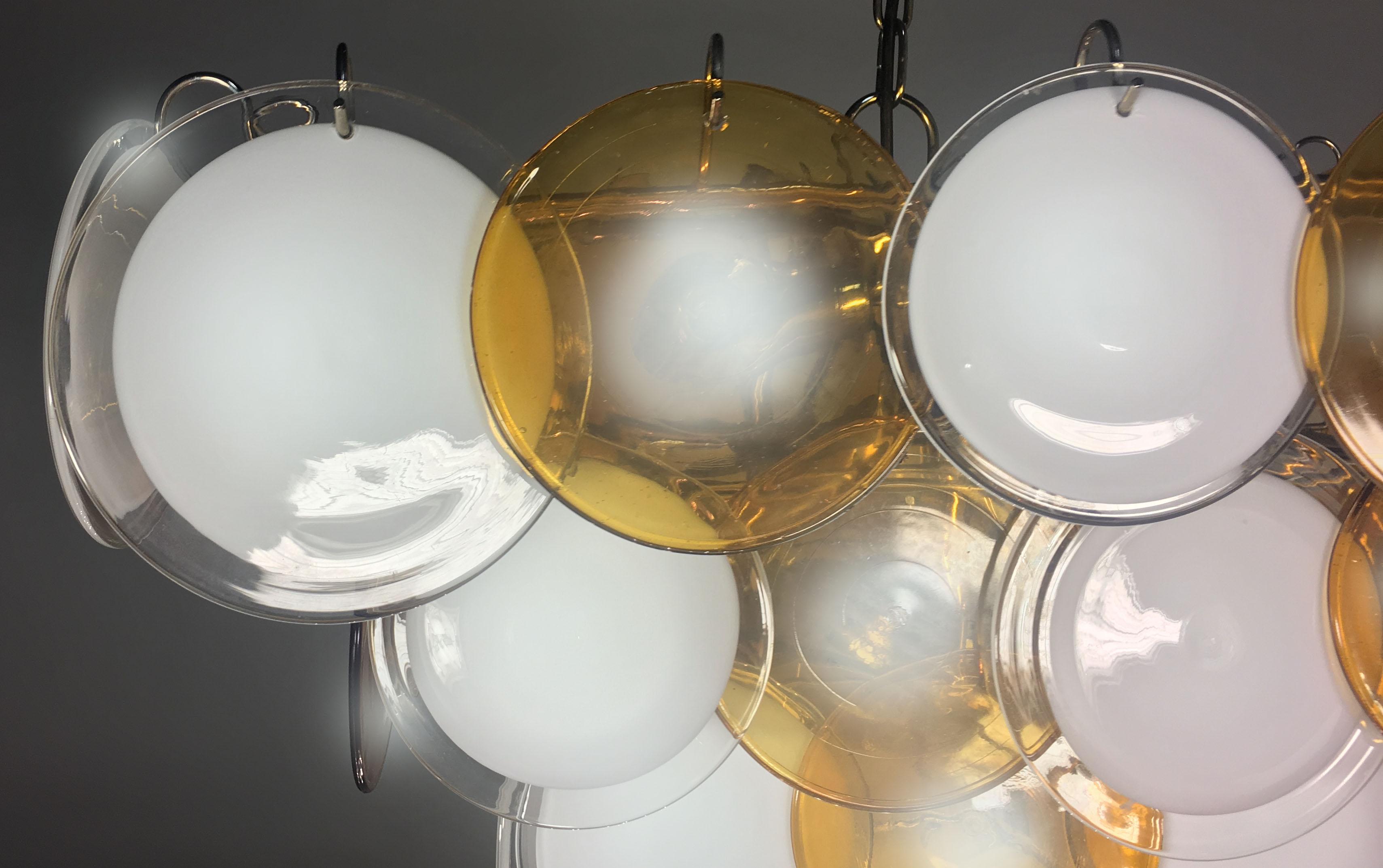 Pair of Italian Disc Chandeliers by Vistosi, Murano, 1970s 1