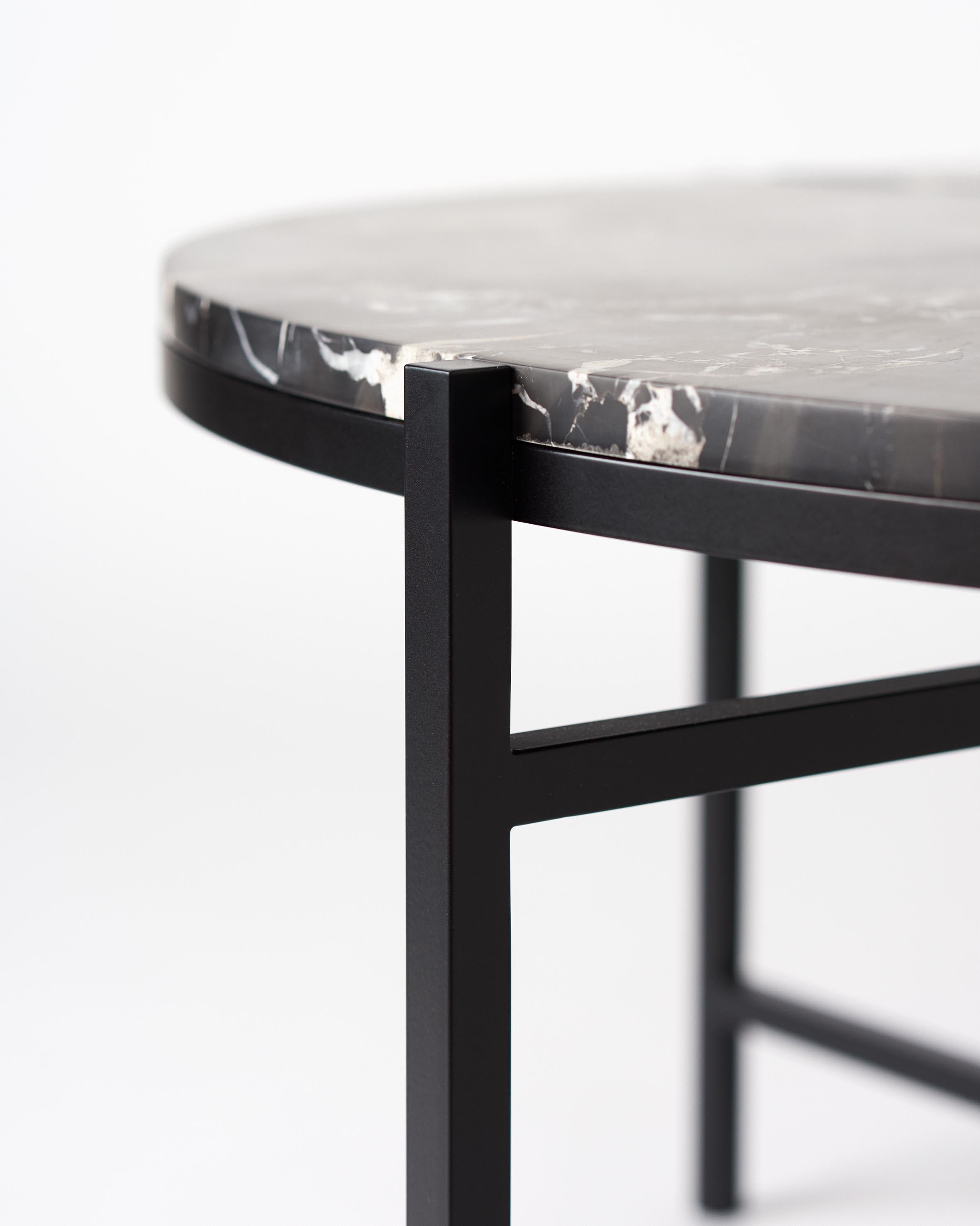 Contemporary Coffee Table, Silver Black Marble, Minimalist, Modern, Unique In New Condition For Sale In Zurich, CH