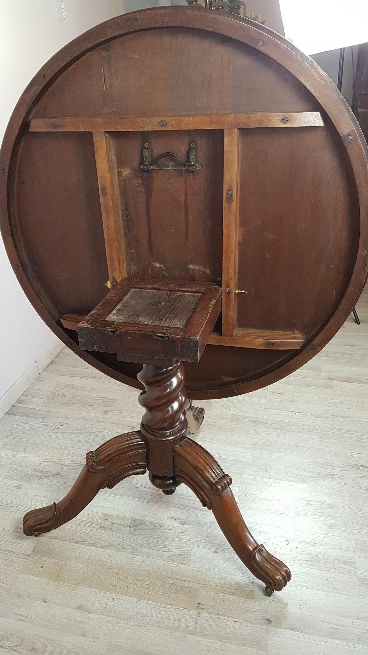 19th Century English Mahogany Tilt-Top Round Table 1