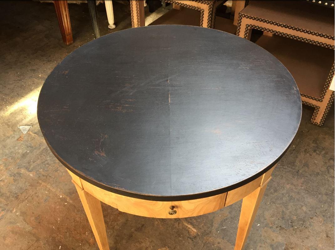Mid-Century Modern Oak Table with Black Lacquered Top from 1950s For Sale 1