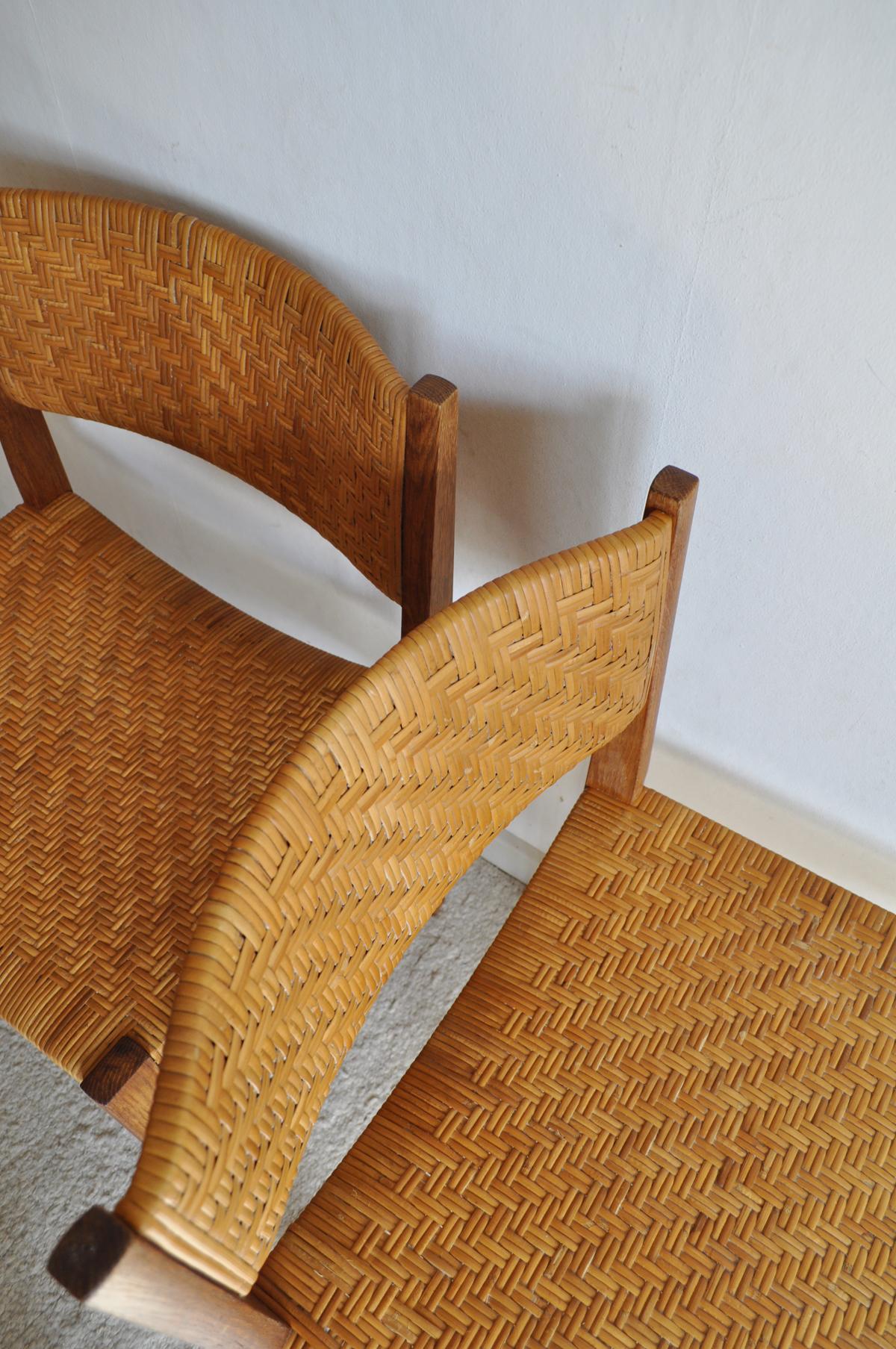 Mid-20th Century Oak and Cane Dining Chairs designed by Peter Hvidt & Orla Mølgaard-Nielsen For Sale