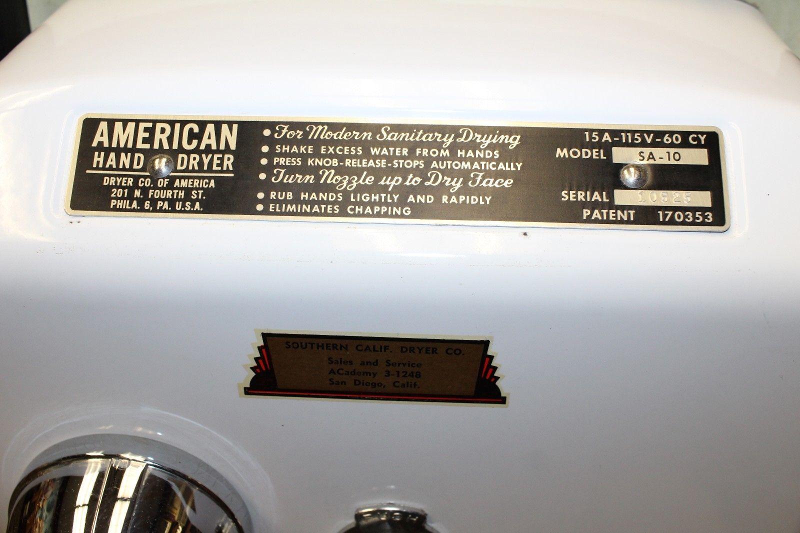 1940s Salesman Sample American Hand Dryer Model SA-10 In Fair Condition For Sale In Orange, CA