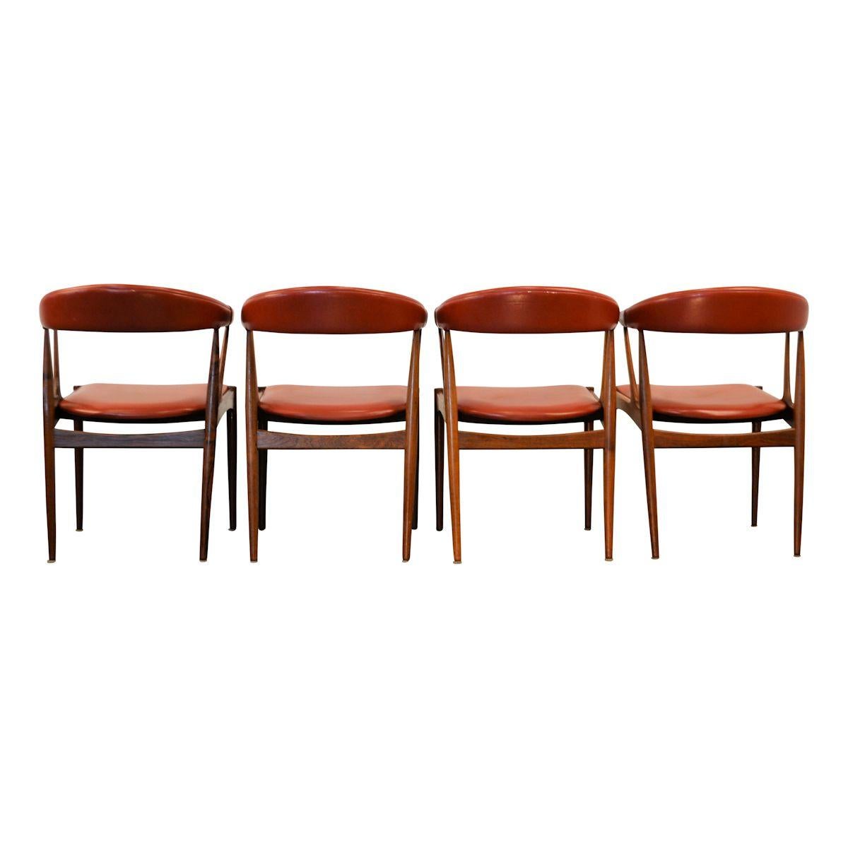 Mid-20th Century Vintage Johannes Andersen Palisander Armrest Chairs, Set of Four