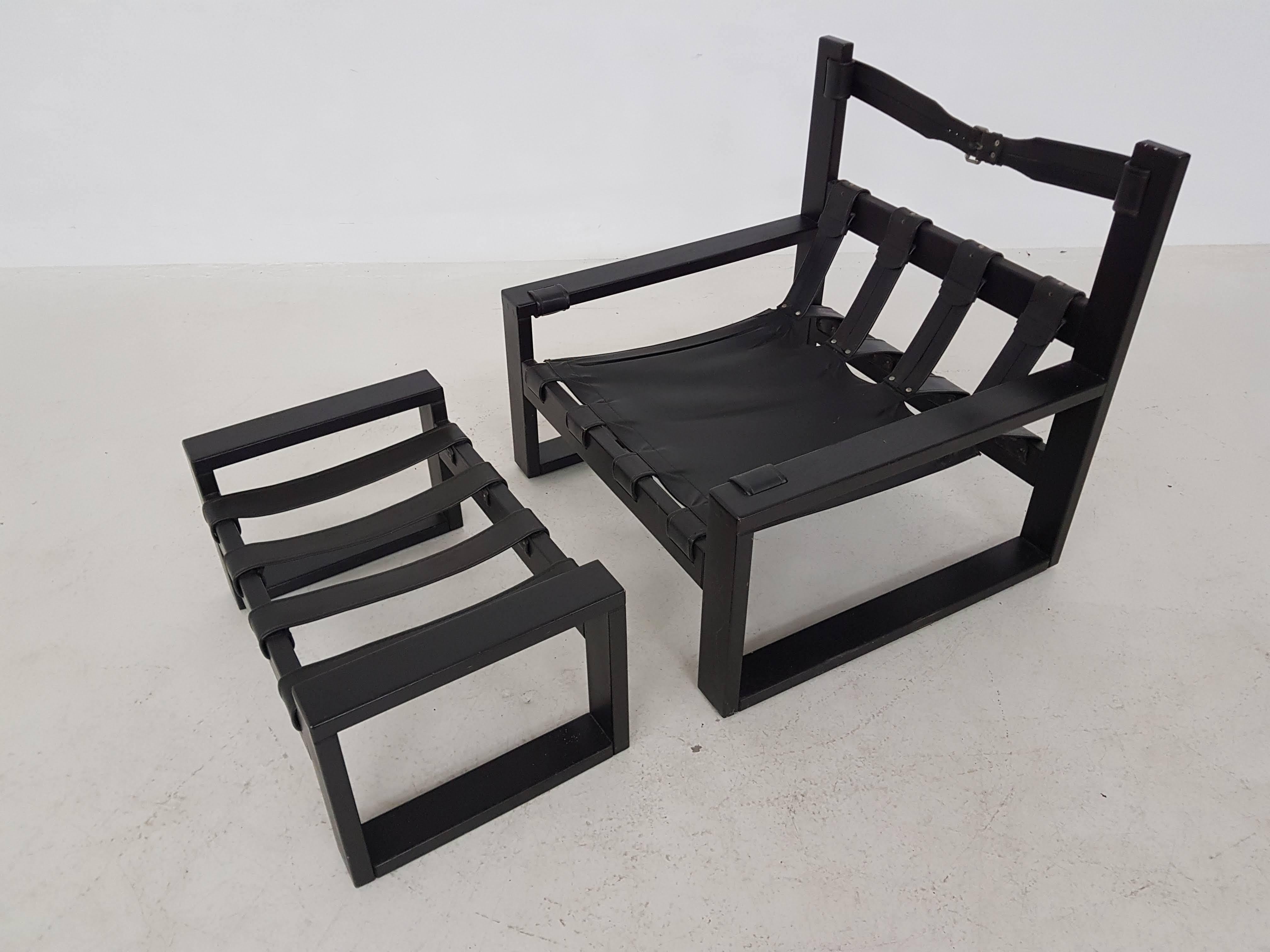 Brutalist Lounge Chair and Ottoman by Sonja Wasseur, Dutch Design, 1970s 1