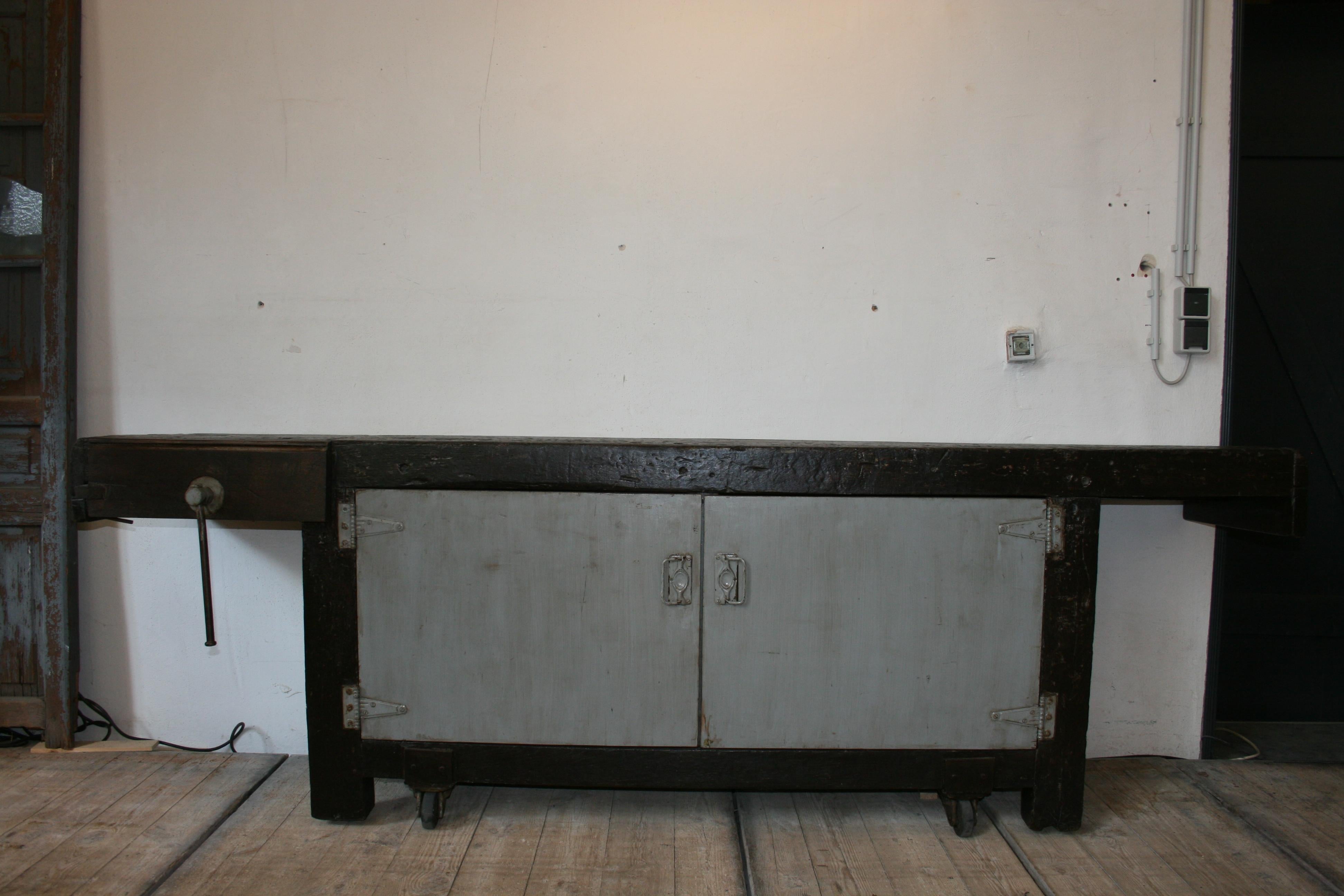 Early 20th Century Old Industrial Workbench