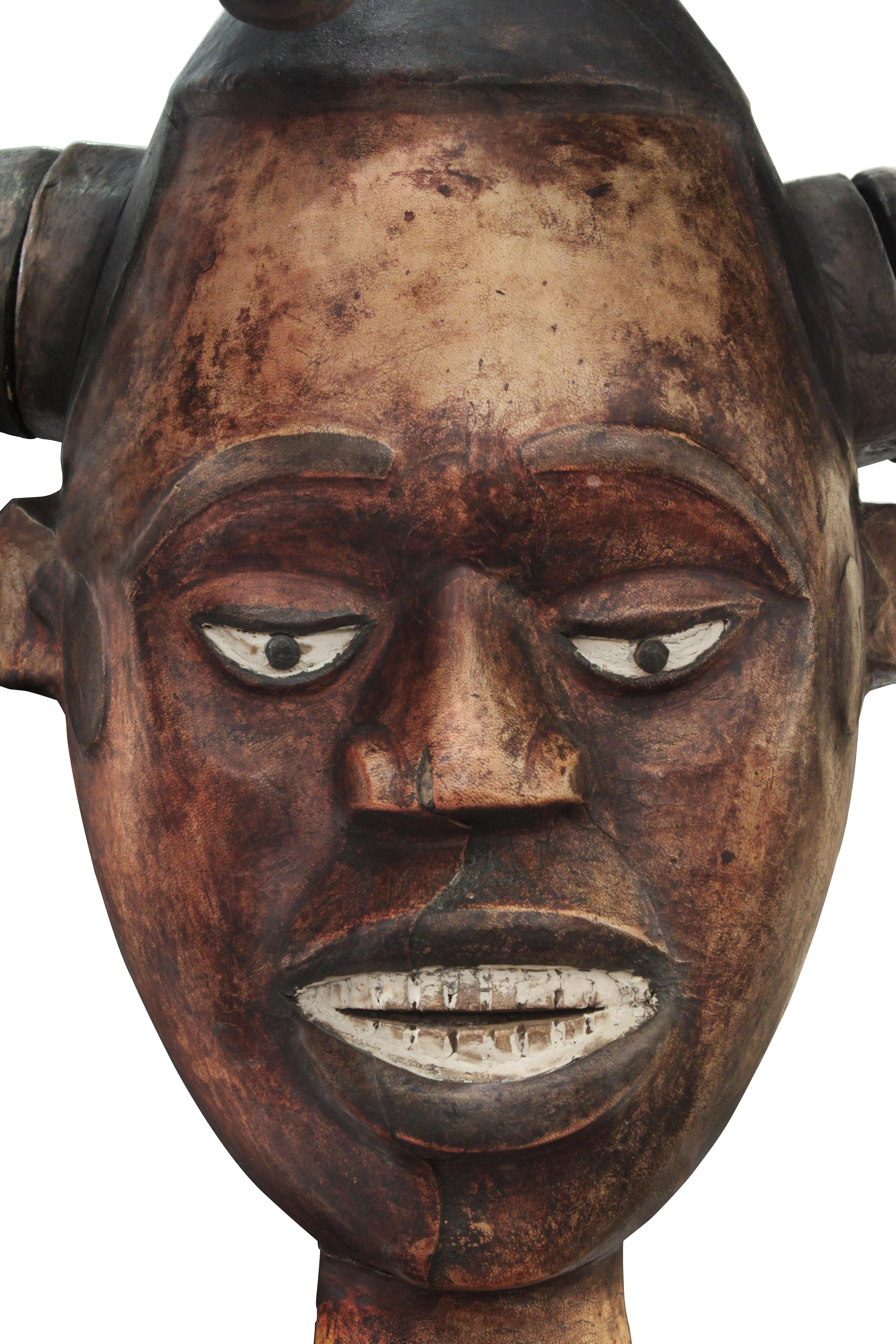 Late 20th Century Karl Springer Hand-Carved African Sculpture on Custom Suede Base, 1980s