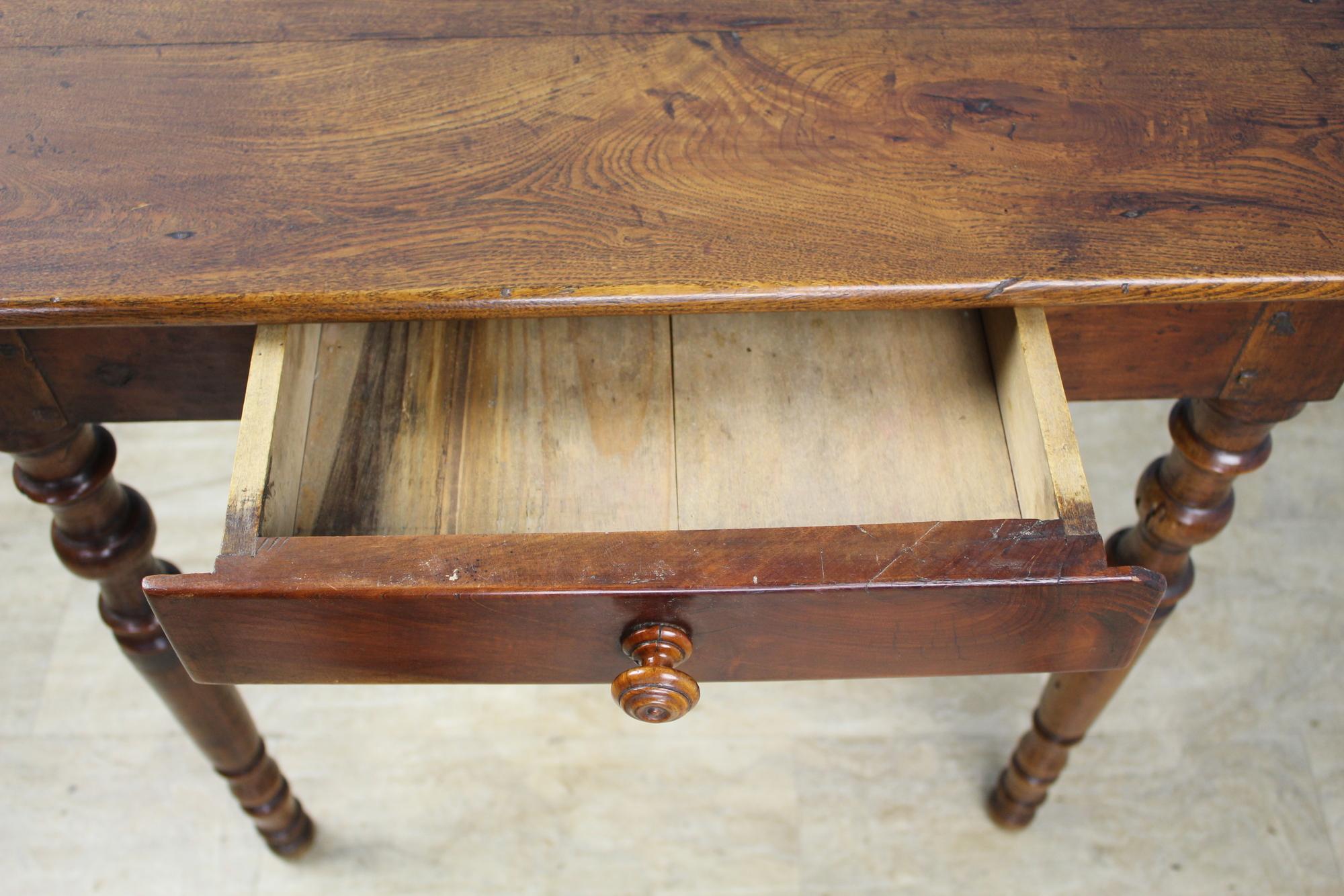 19th Century Antique Ash Side Table with Turned Legs For Sale