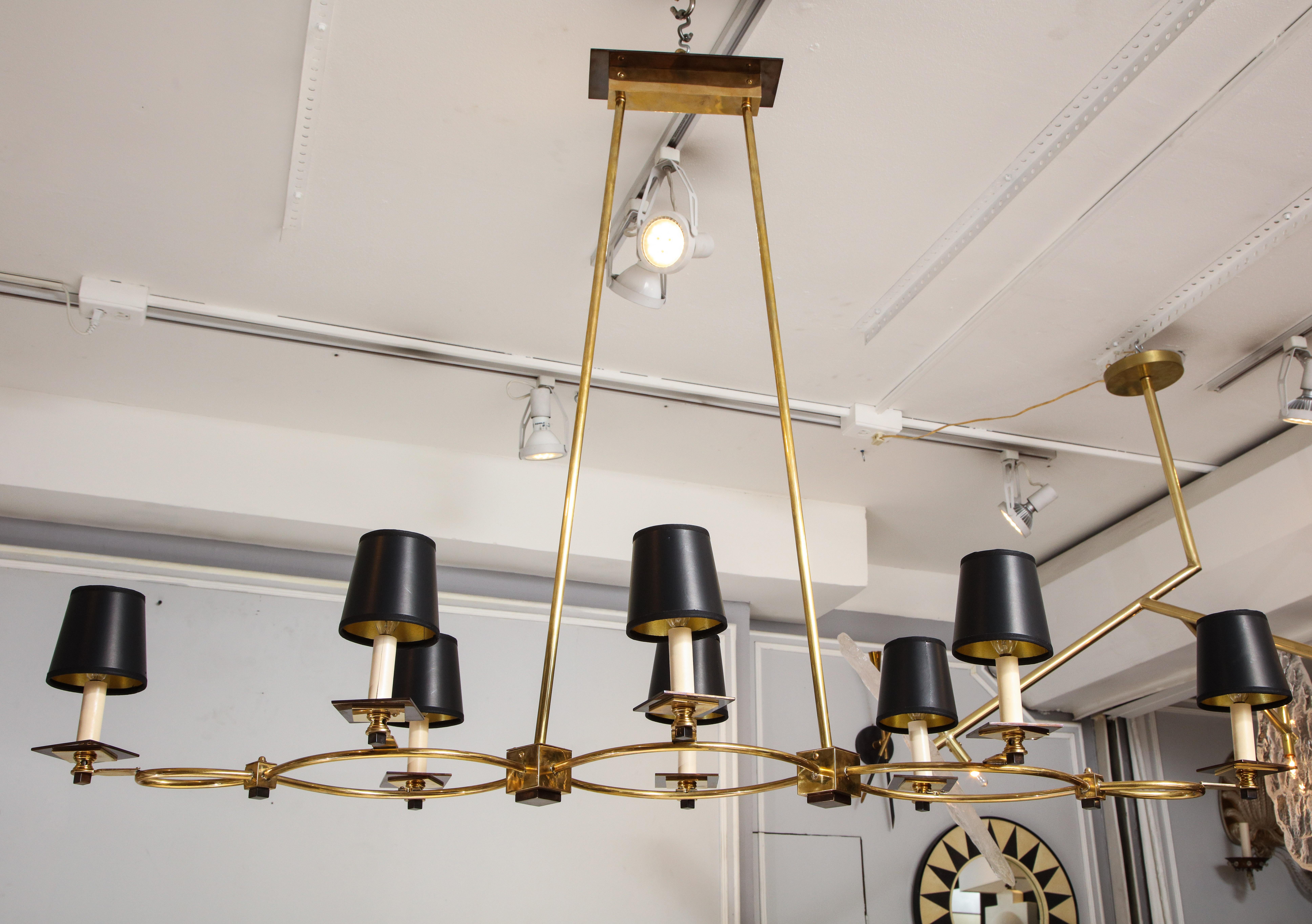 Custom Midcentury-Style Brass and Bronze Eight-Arm Fixture For Sale 1