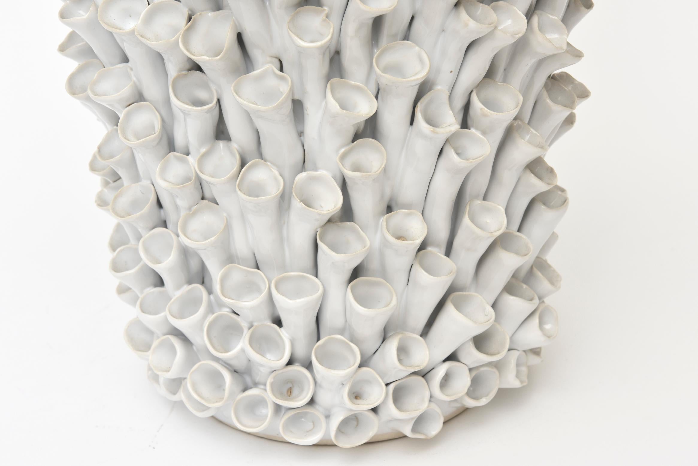 Late 20th Century Organic Modern Sculptural White Ceramic Sculpture/ Vase/ Vessel