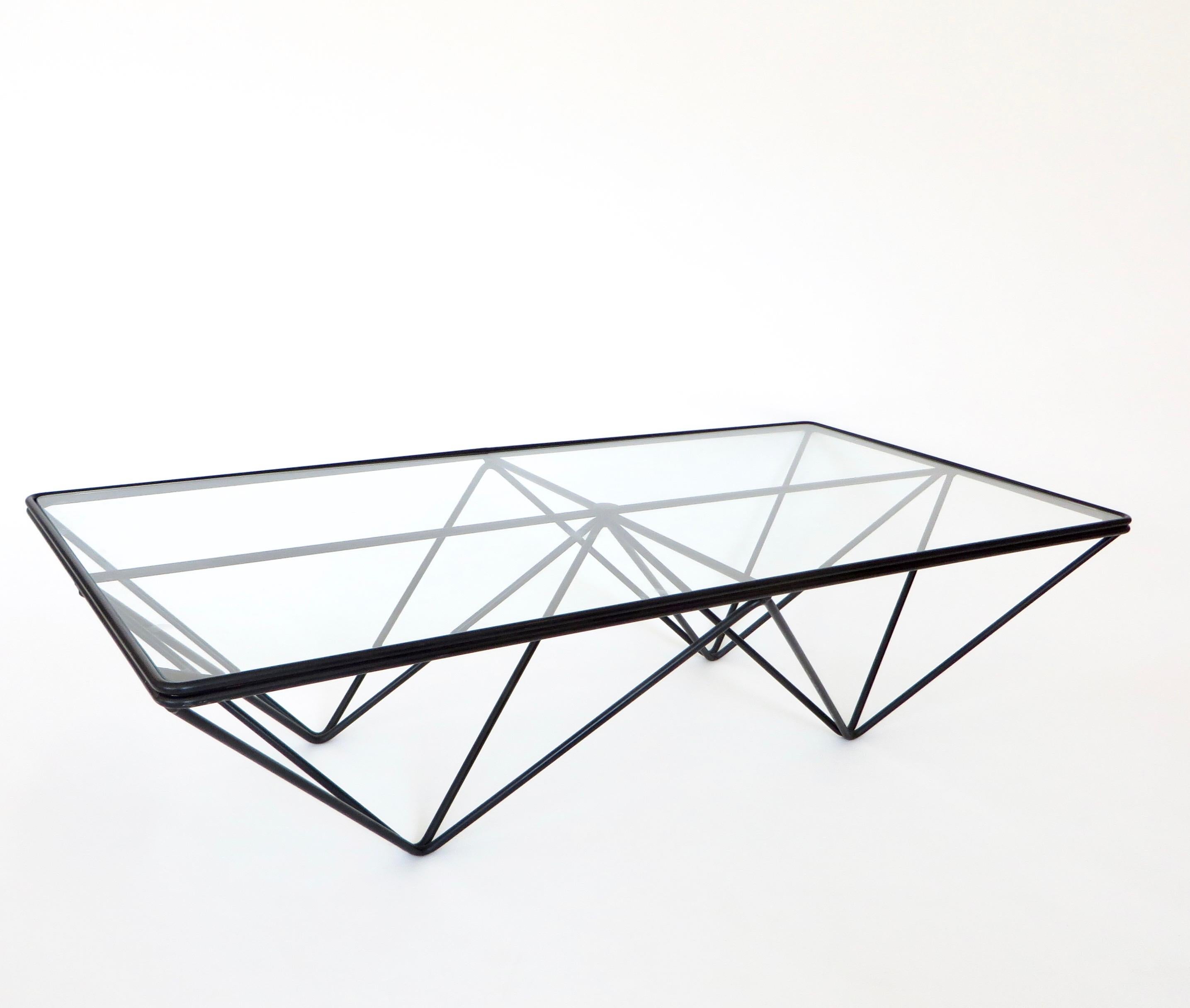Late 20th Century Black Steel and Glass Coffee Table in The Style of Paolo Piva Alanda Table 
