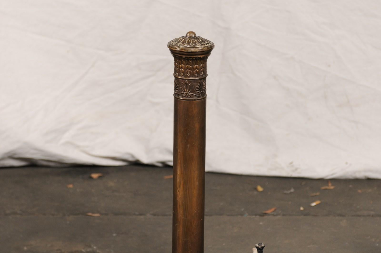 Pair of 19th Century Neoclassical Tall Bronze Andirons For Sale 4