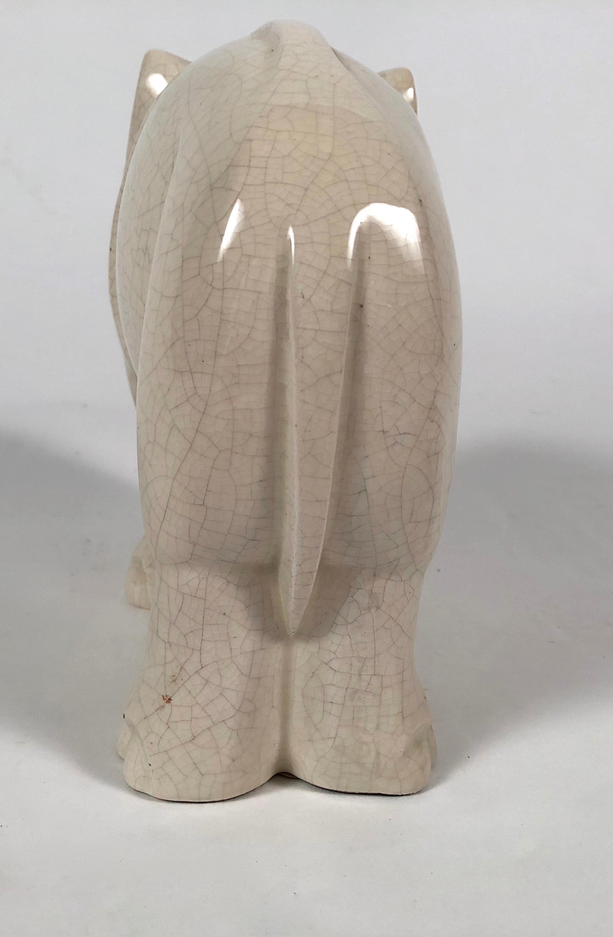 Art Deco Ceramic Elephant Sculpture In Good Condition In Essex, MA