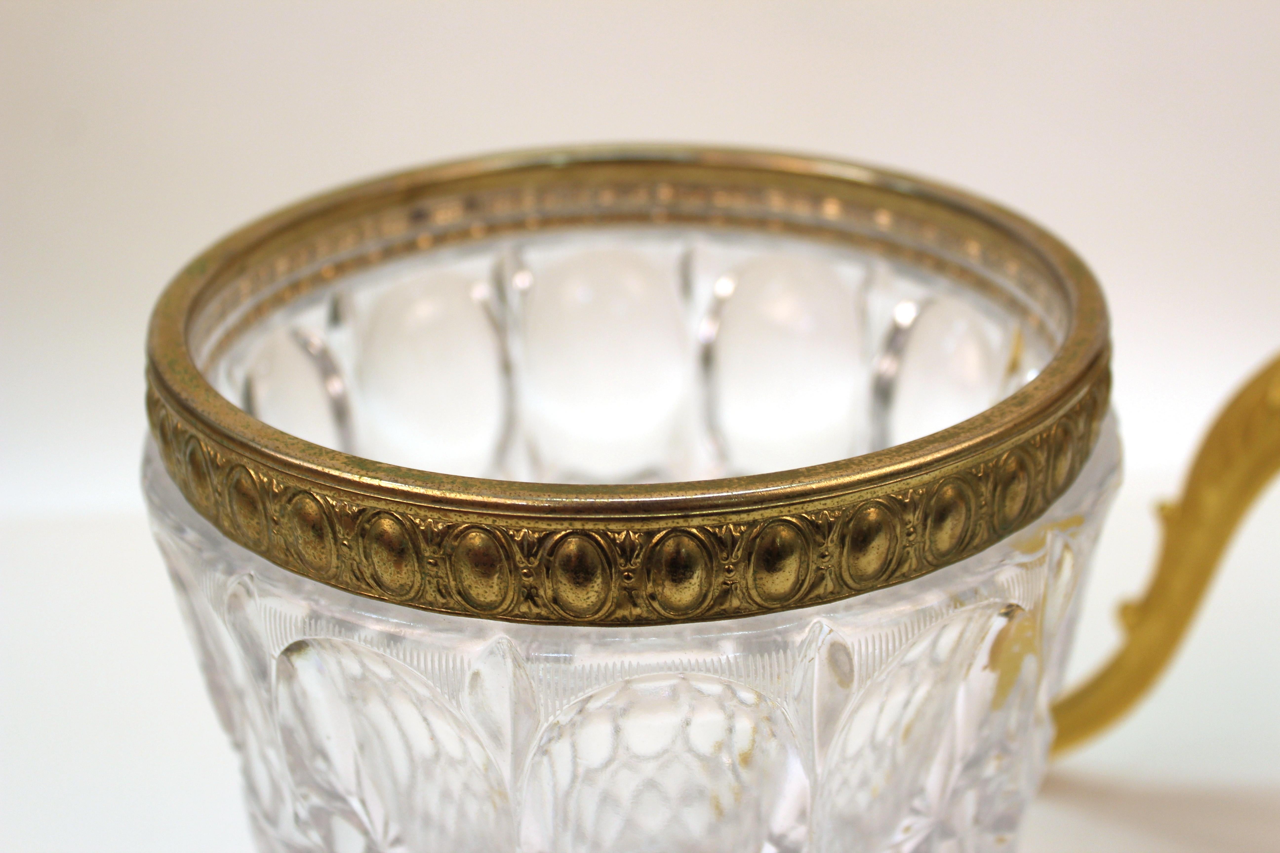 Mid-Century Modern Midcentury German Champagne Bucket in Crystal with Gilt Gold Stand