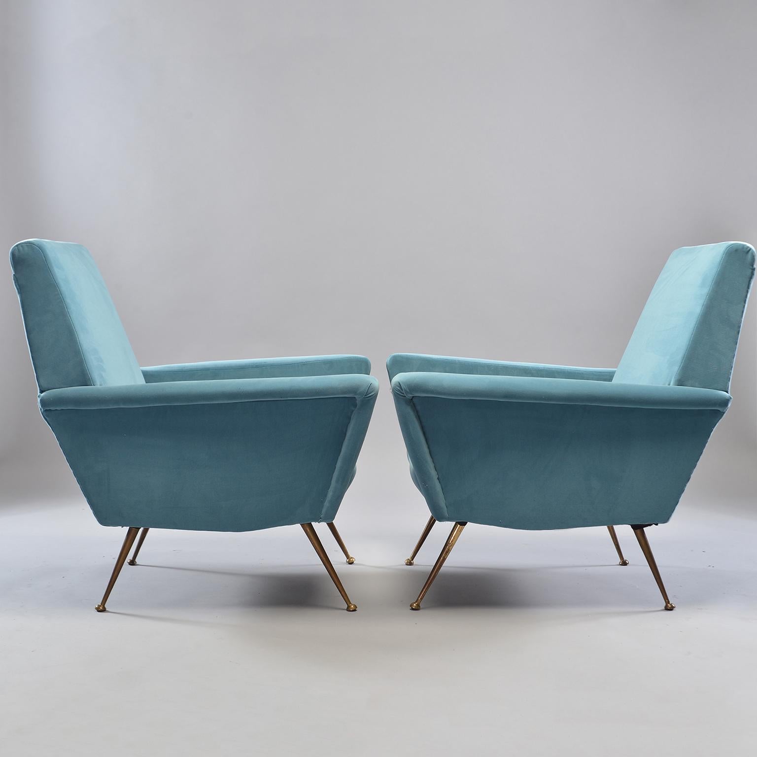 Metal Pair of Midcentury Italian Armchairs with New Upholstery