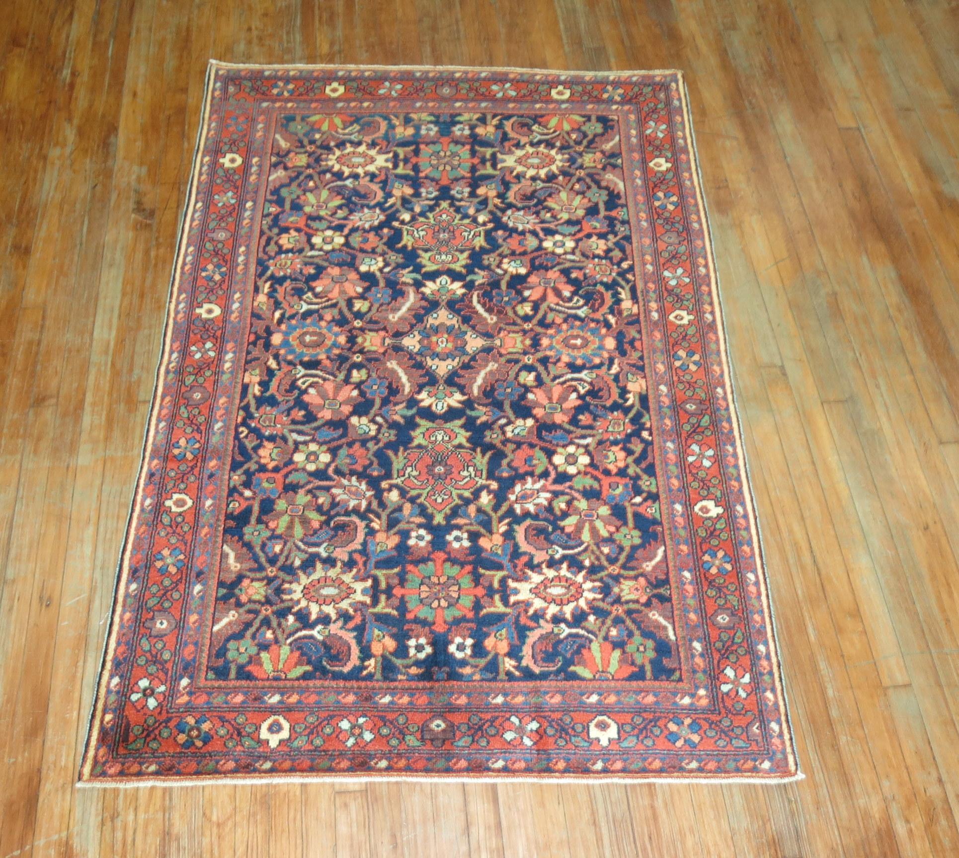20th Century Blue Antique Persian Mahal Carpet