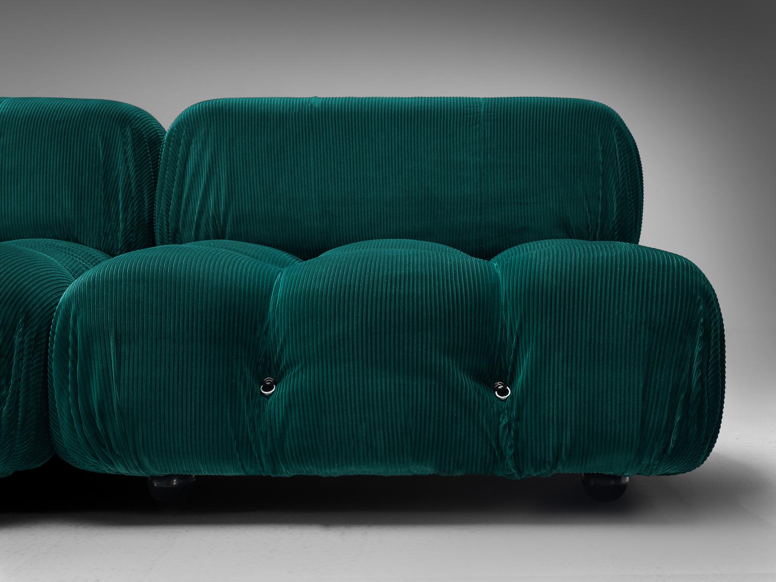 Mid-Century Modern Mario Bellini 'Camaleonda' in Green Corduroy