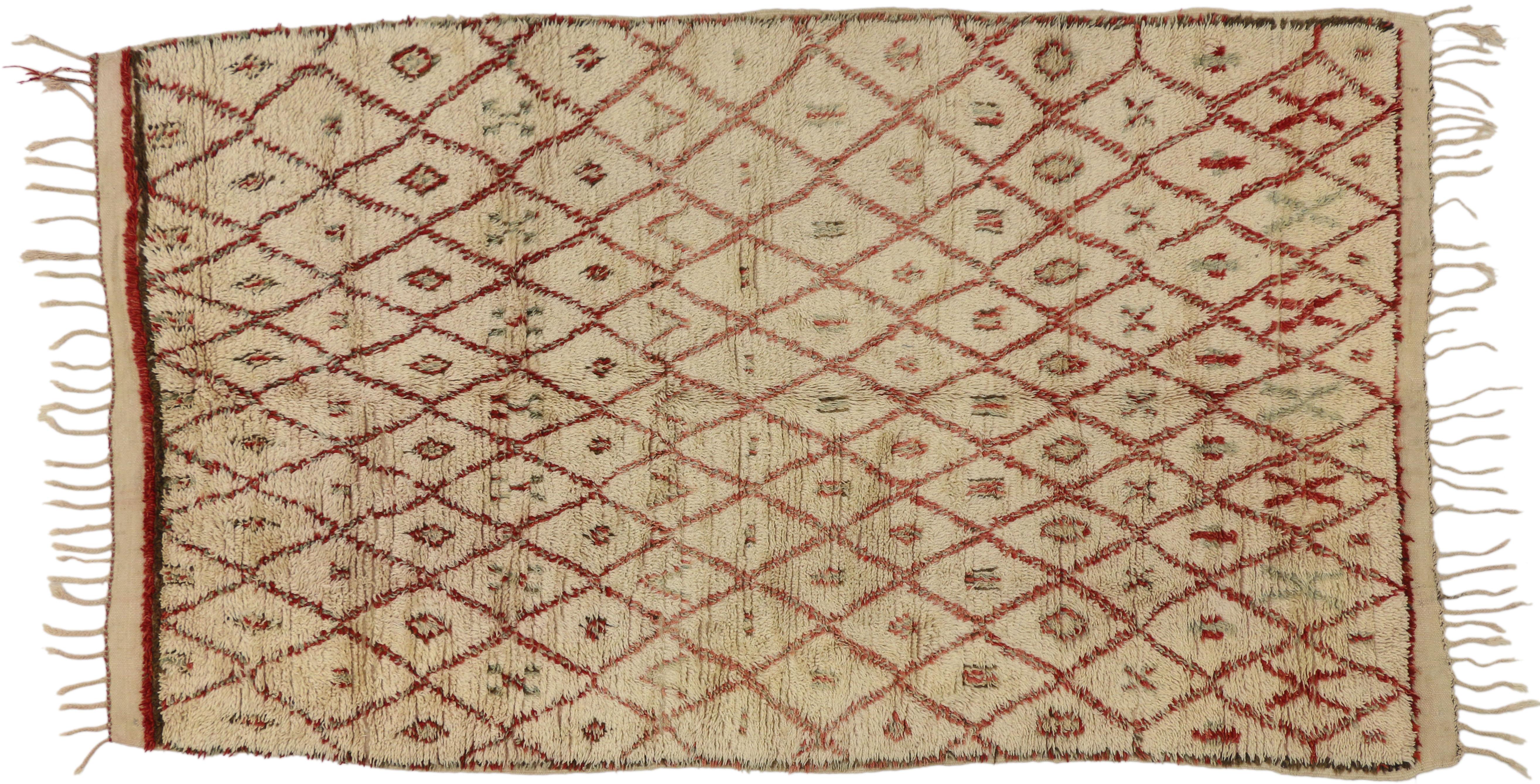 Alfombra Bereber Marroquí Azilal Vintage de Estilo Tribal, Alfombra Bereber Marroquí Lana en venta